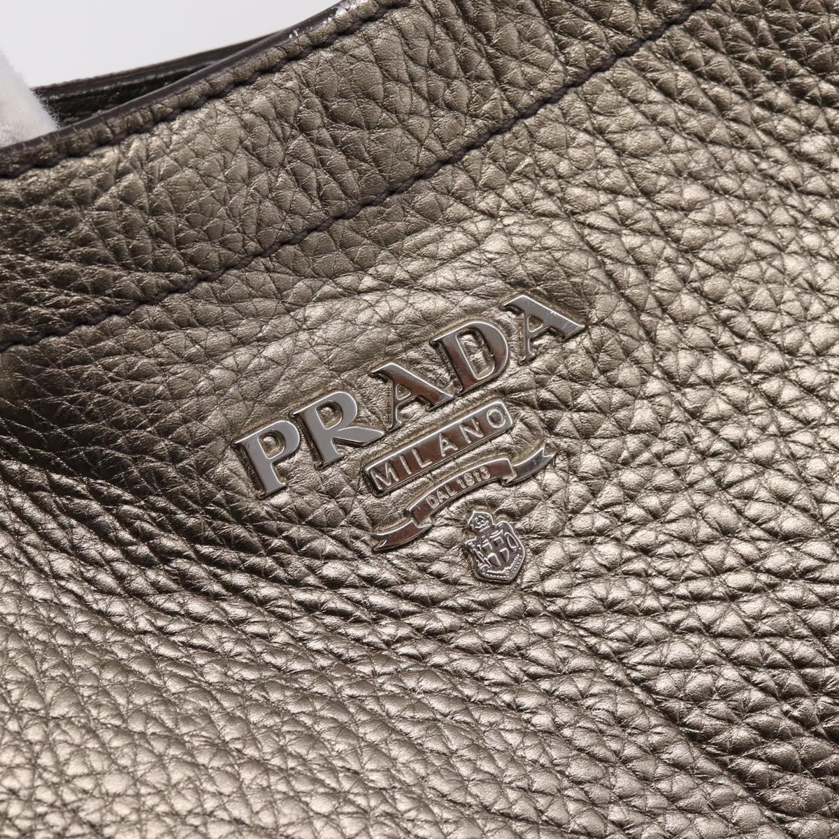 PRADA Shoulder Bag Leather Silver BR3353 Auth am12759V