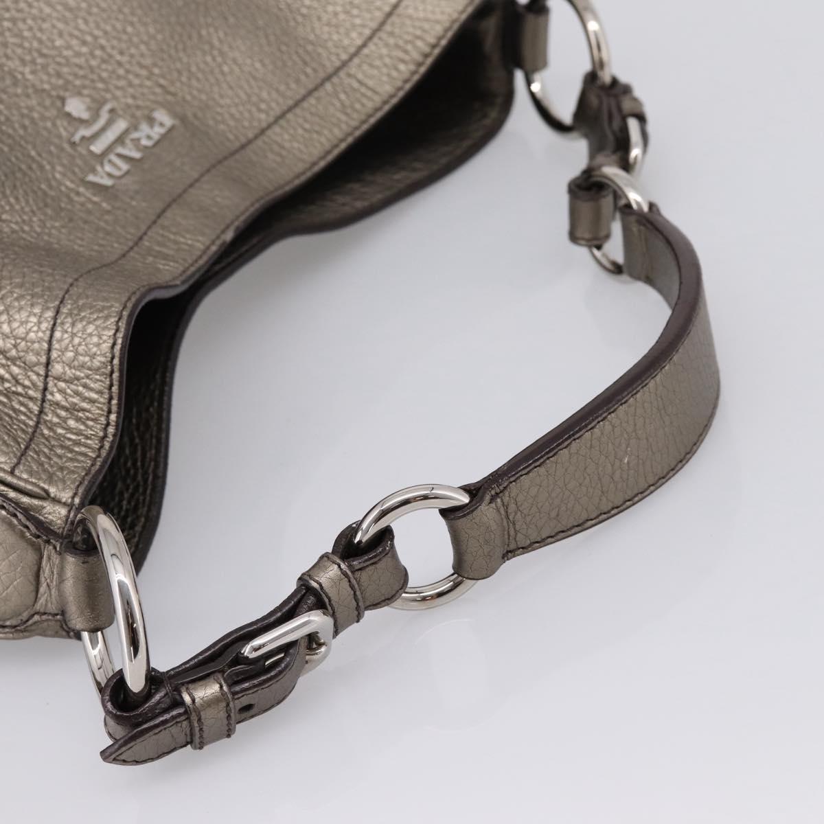 PRADA Shoulder Bag Leather Silver BR3353 Auth am12759V