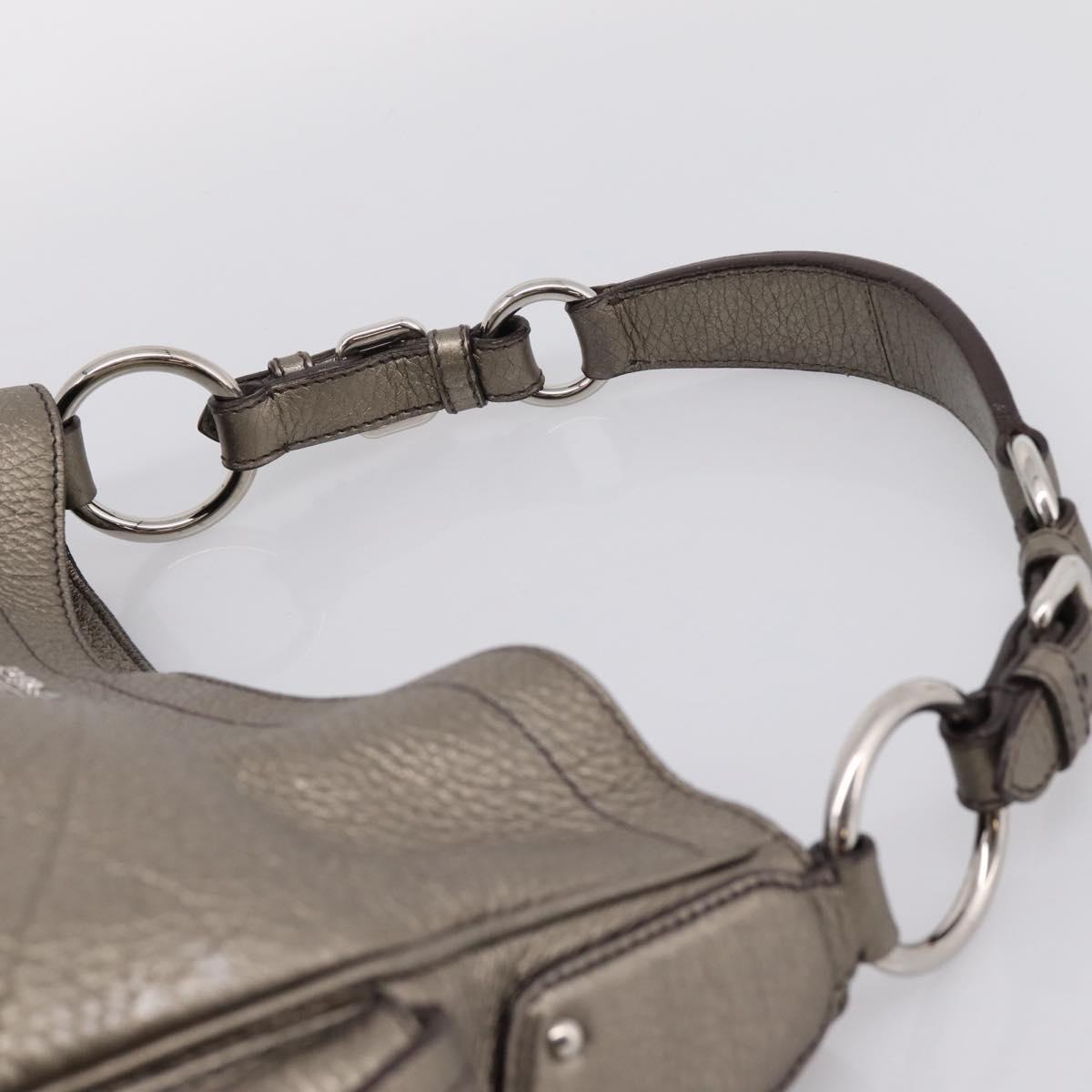 PRADA Shoulder Bag Leather Silver BR3353 Auth am12759V