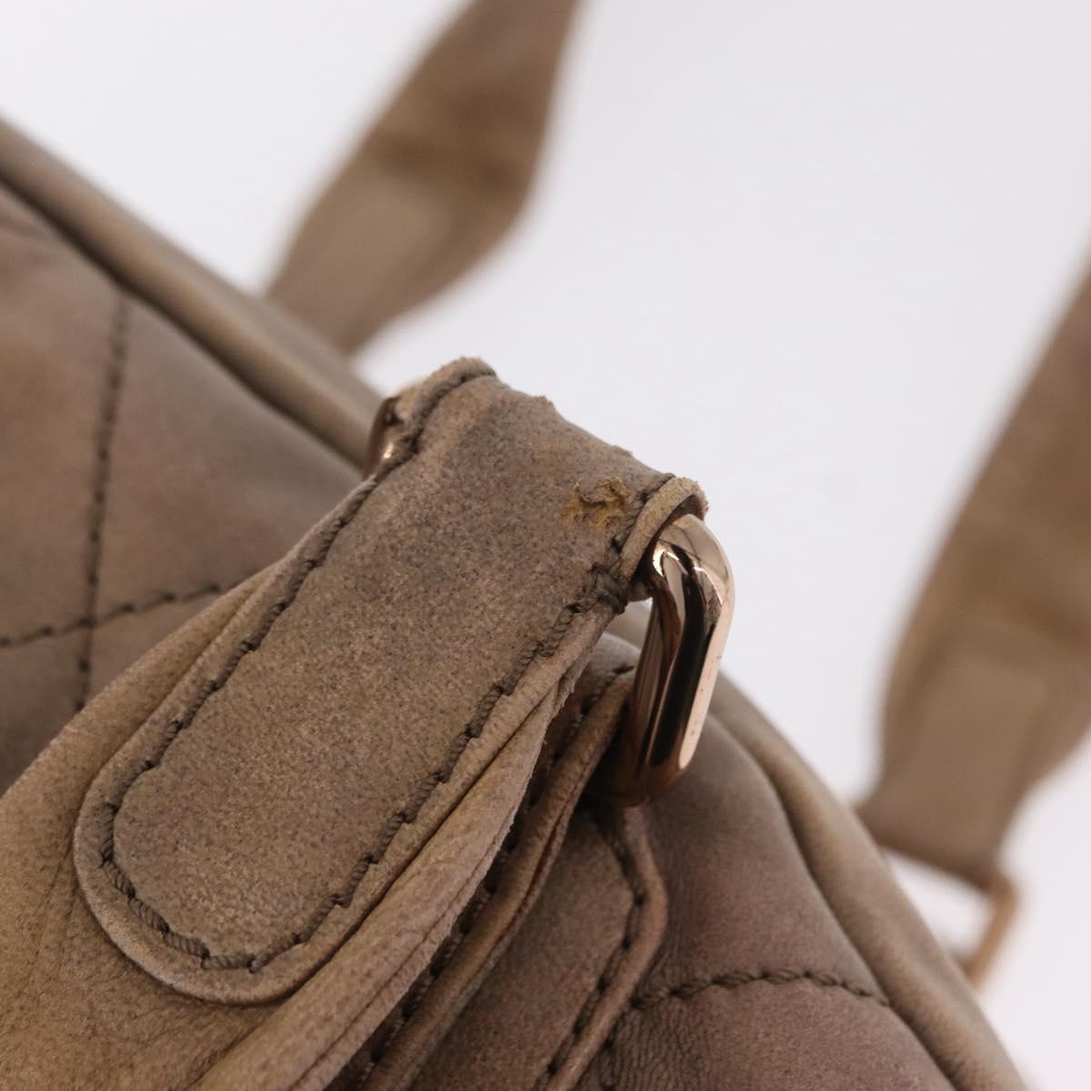 CHANEL Shoulder Hand Bag Lamb Skin Brown Gold CC Auth am12766A