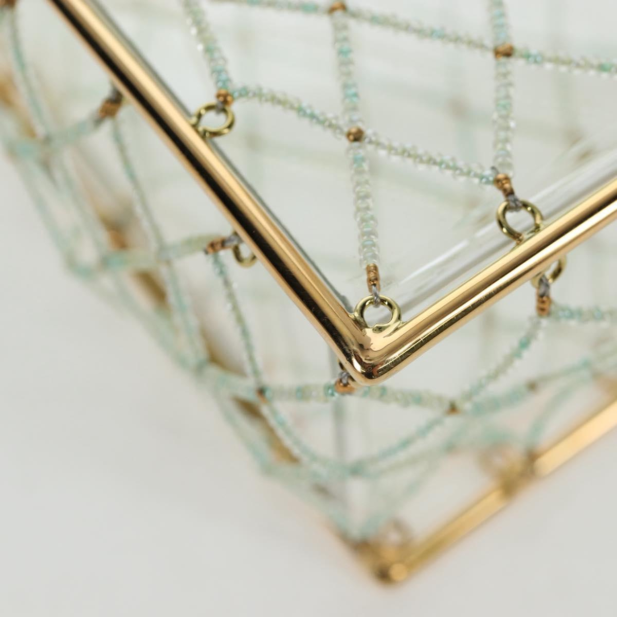 CHANEL Matelasse Turn Lock Hand Bag Metal Plastic Beads Gold CC Auth am12768SM