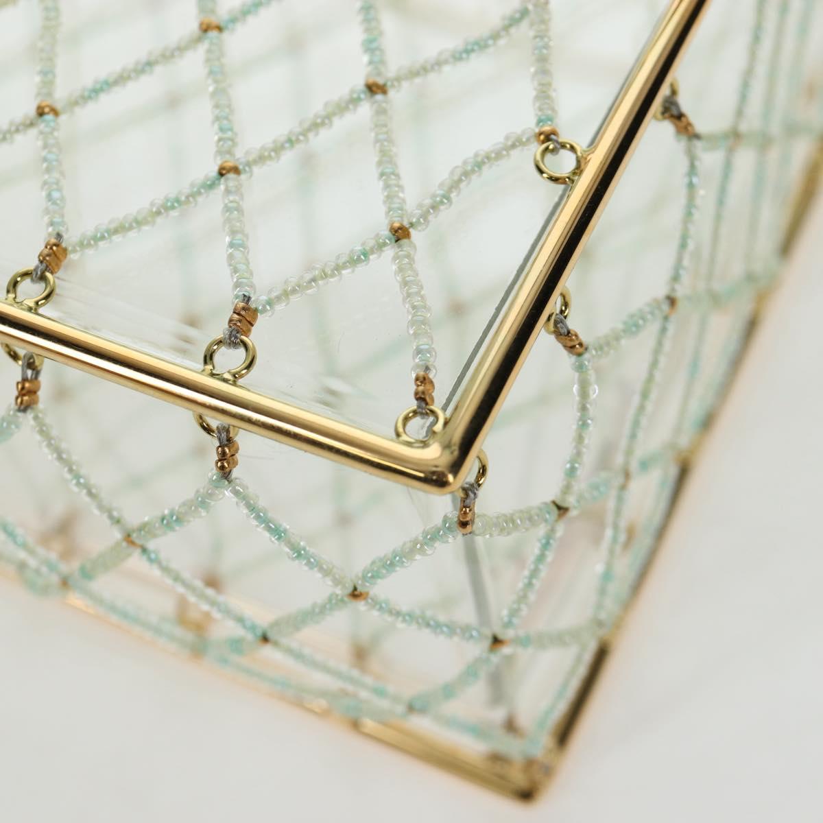 CHANEL Matelasse Turn Lock Hand Bag Metal Plastic Beads Gold CC Auth am12768SM