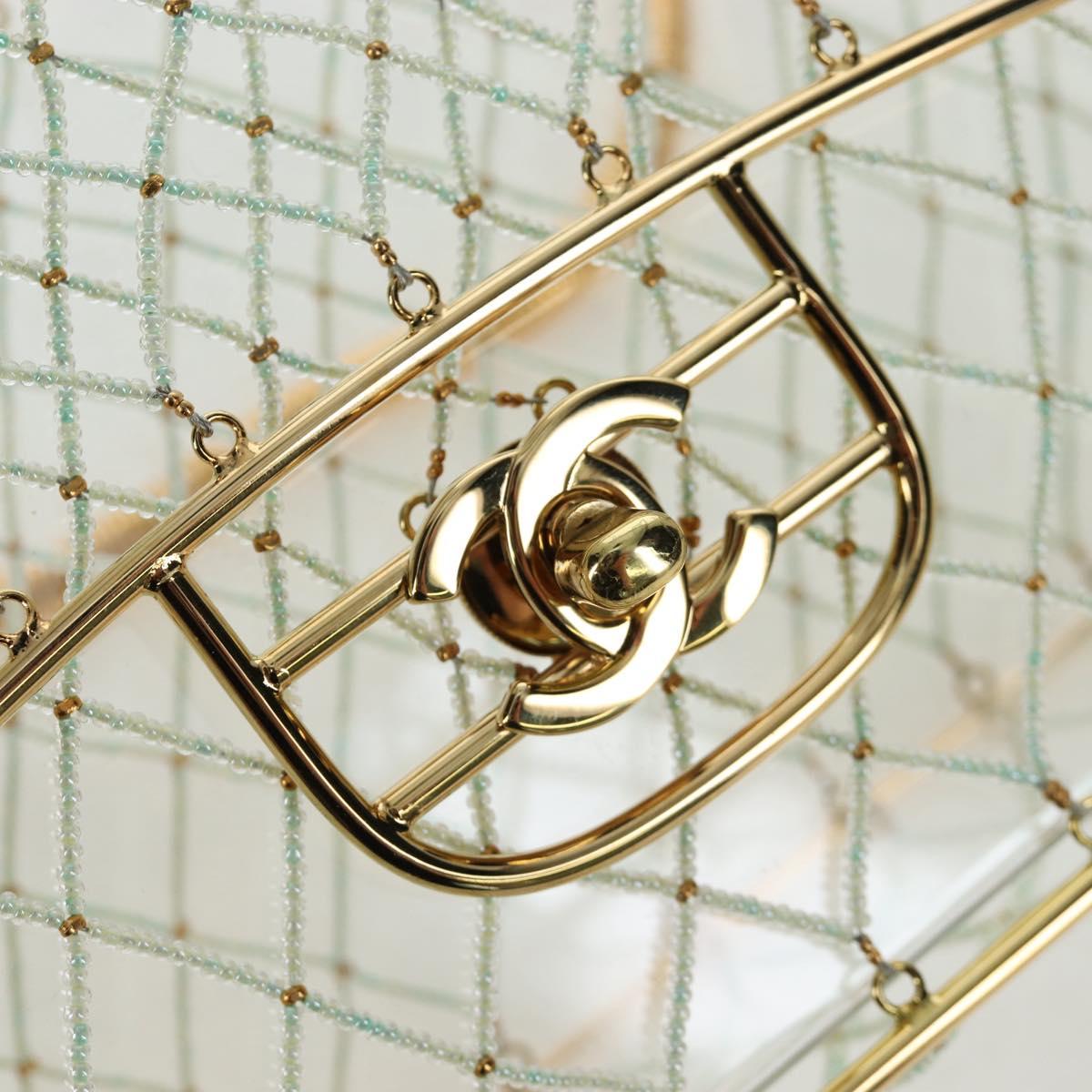 CHANEL Matelasse Turn Lock Hand Bag Metal Plastic Beads Gold CC Auth am12768SM