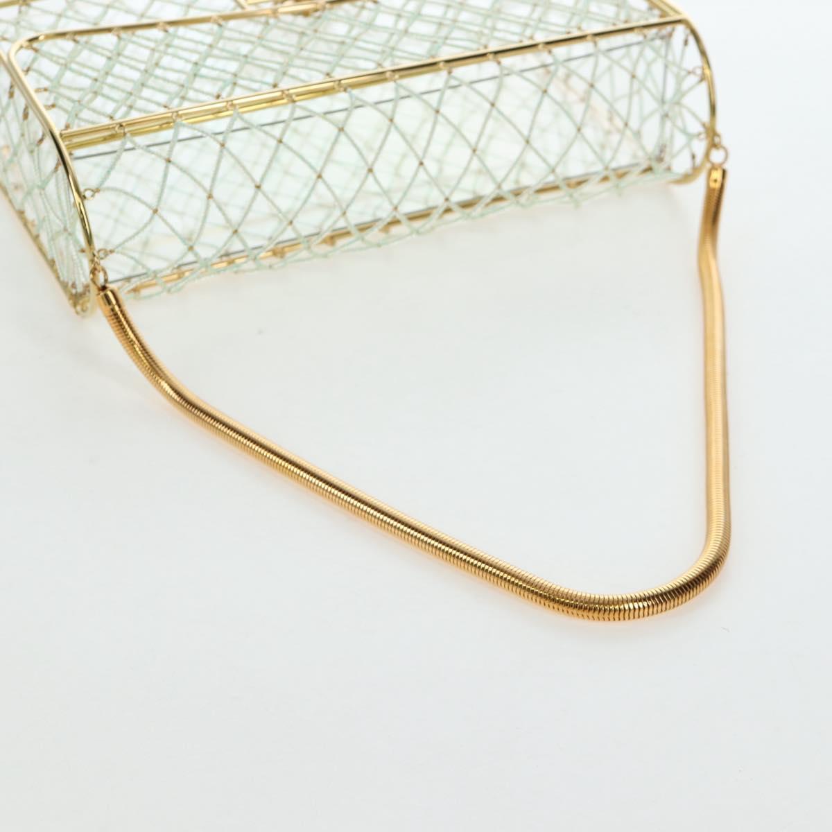 CHANEL Matelasse Turn Lock Hand Bag Metal Plastic Beads Gold CC Auth am12768SM