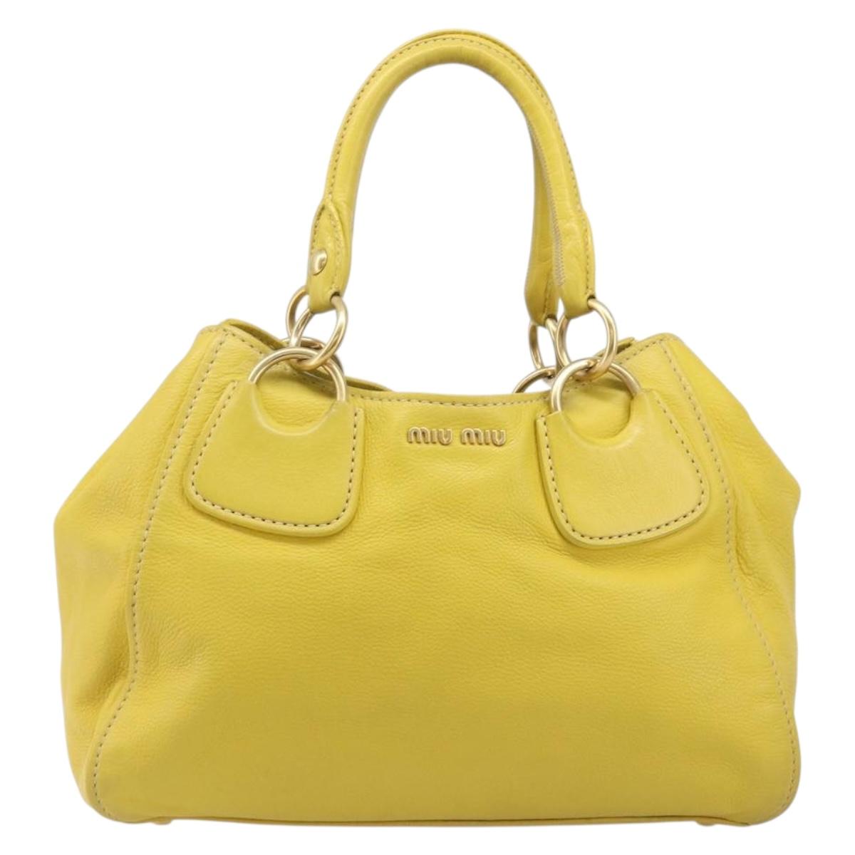 Miu Miu Hand Bag Leather Yellow Gold Auth am12779V