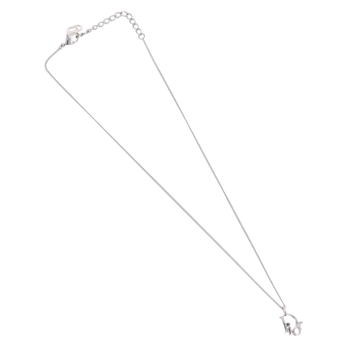 Christian Dior Necklace Metal Silver Auth am12793M