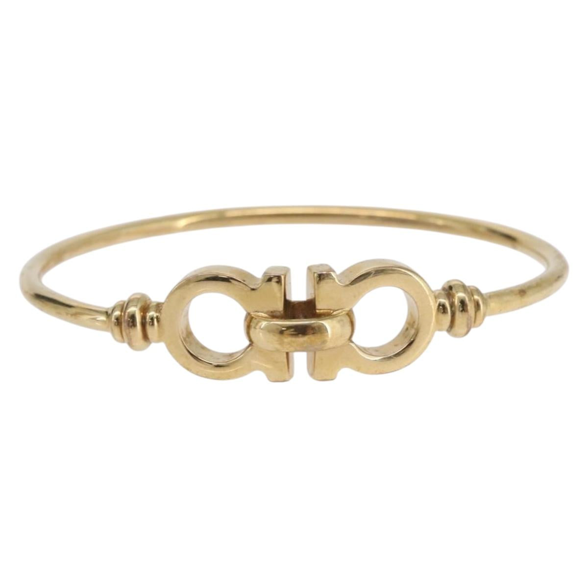 Salvatore Ferragamo Gancini Bangle Bracelet Metal Gold Auth am12794M