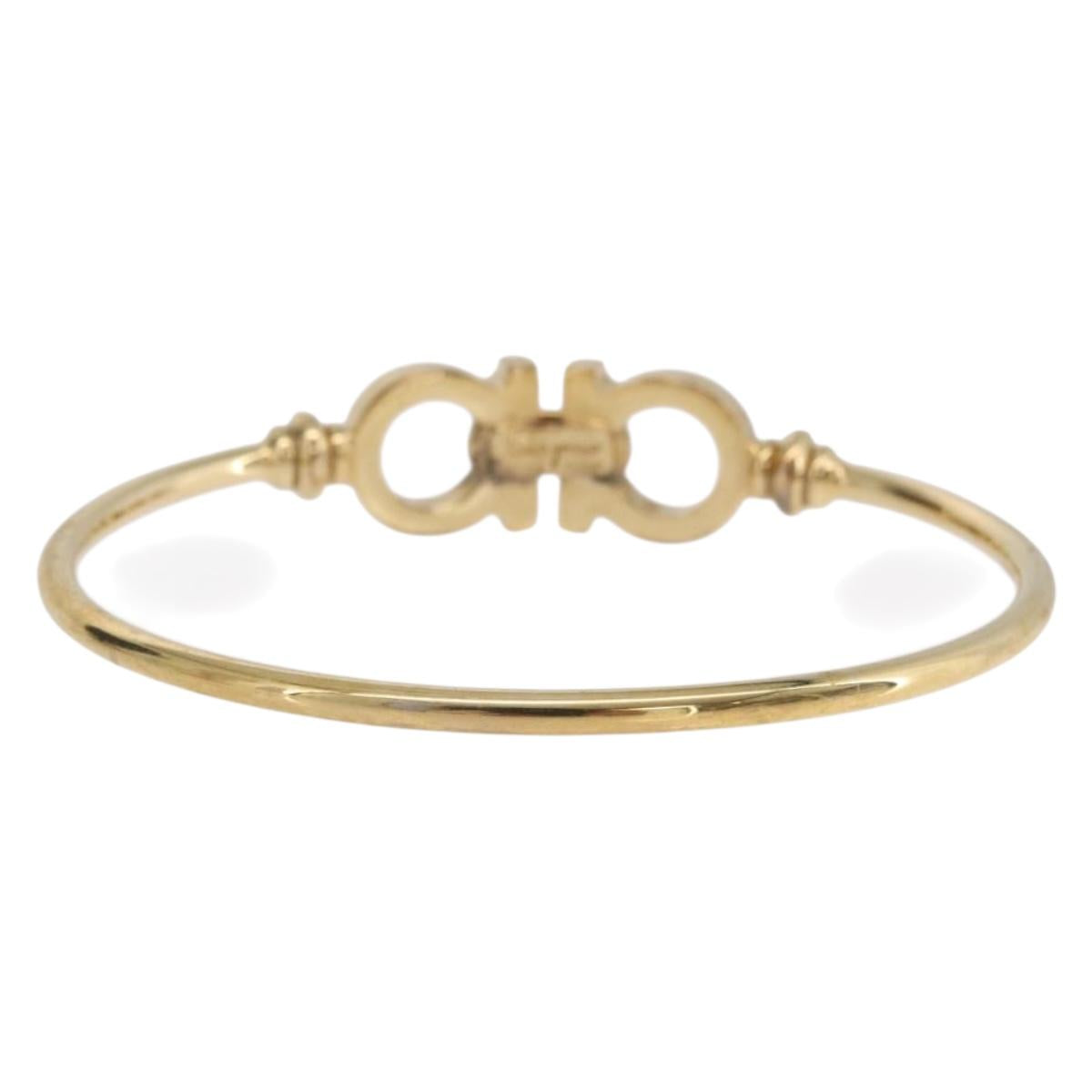 Salvatore Ferragamo Gancini Bangle Bracelet Metal Gold Auth am12794M