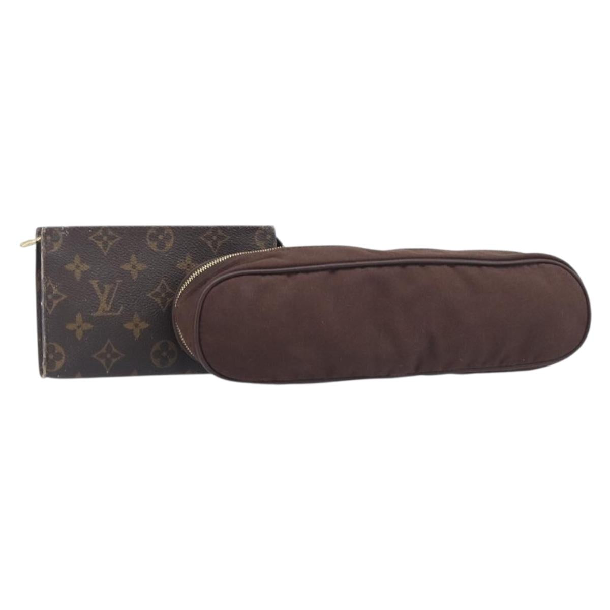 LOUIS VUITTON Monogram Pouch Canvas 2 Set Brown LV Auth am12797
