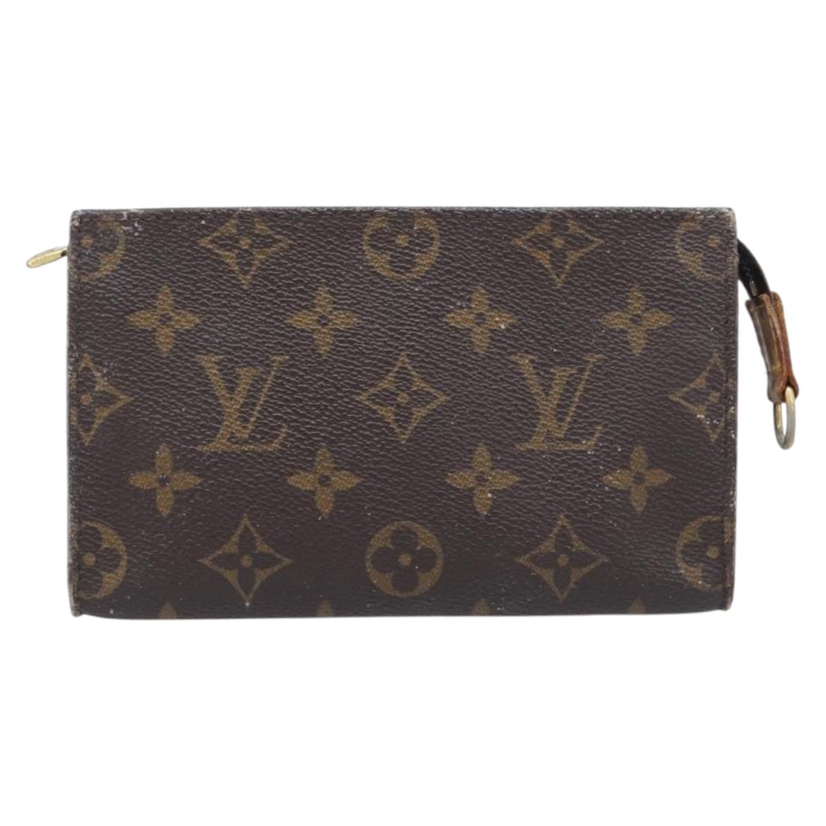 LOUIS VUITTON Monogram Pouch Canvas 2 Set Brown LV Auth am12797
