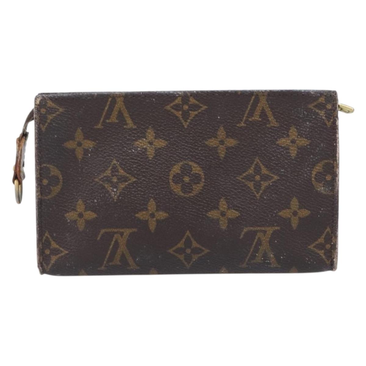LOUIS VUITTON Monogram Pouch Canvas 2 Set Brown LV Auth am12797