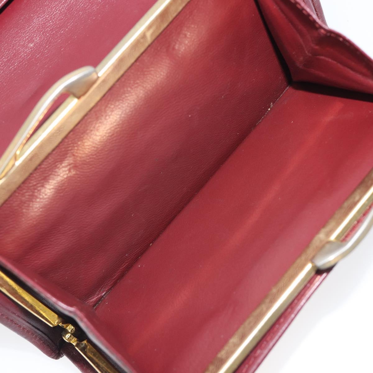 Cartier Must Line Wallet Leather 5 Set Bordeaux Gold Tone Auth am12798