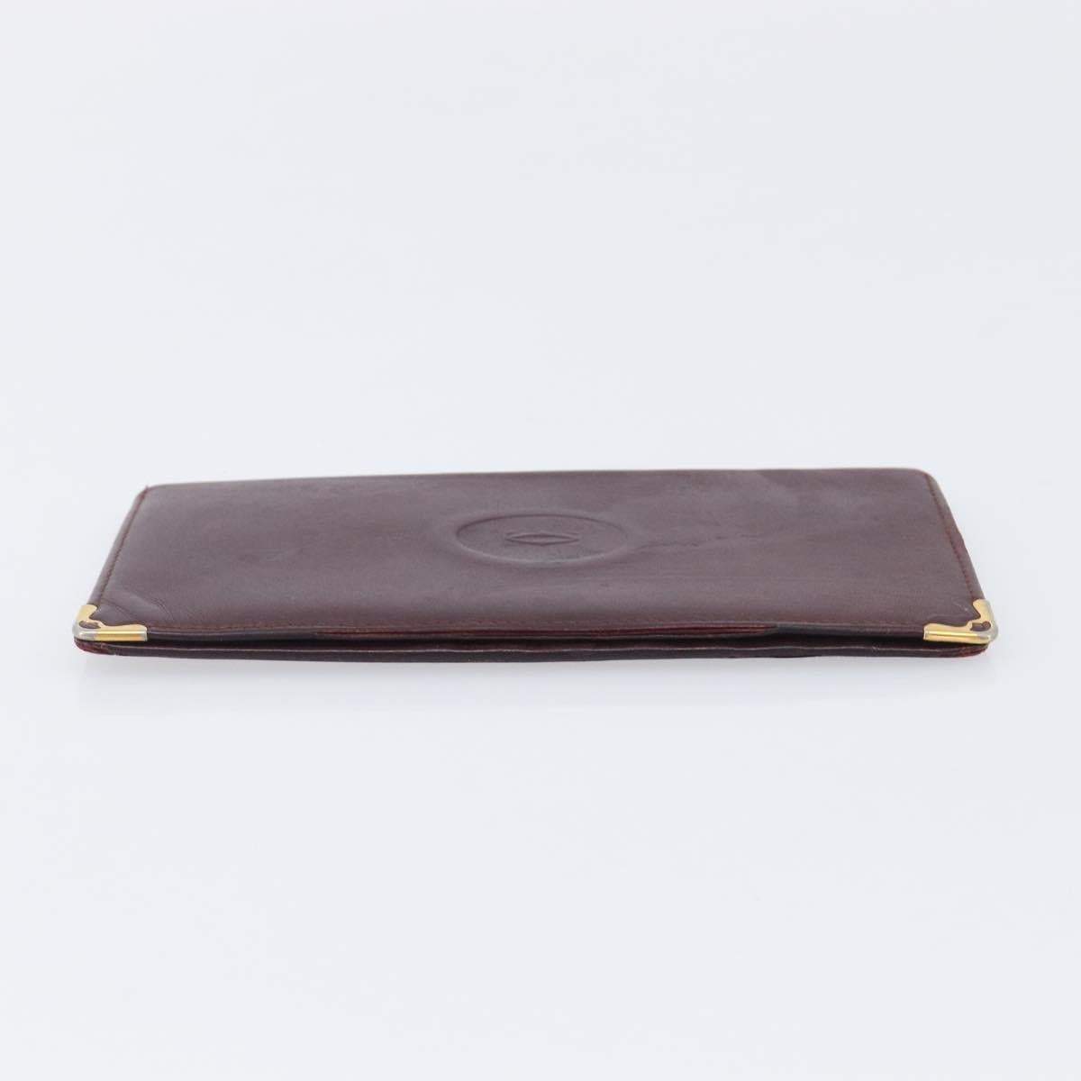 Cartier Must Line Wallet Leather 5 Set Bordeaux Gold Tone Auth am12798