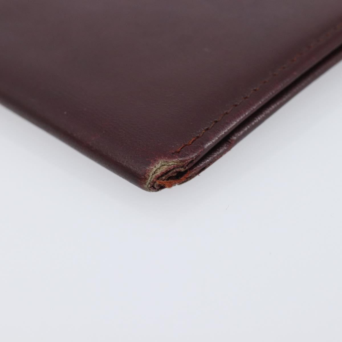 Cartier Must Line Wallet Leather 5 Set Bordeaux Gold Tone Auth am12798