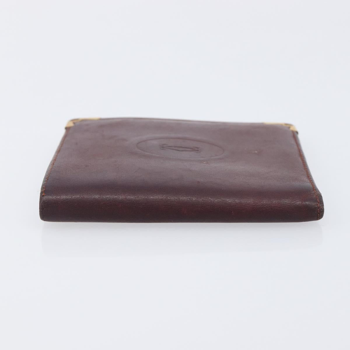 Cartier Must Line Wallet Leather 5 Set Bordeaux Gold Tone Auth am12798