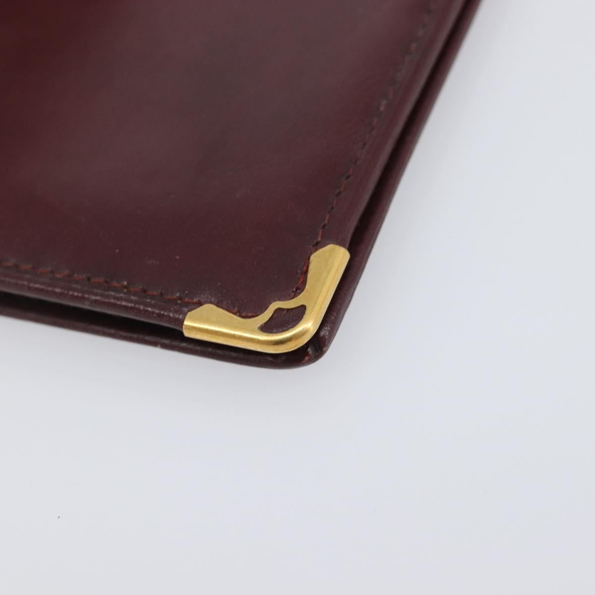 Cartier Must Line Wallet Leather 5 Set Bordeaux Gold Tone Auth am12798