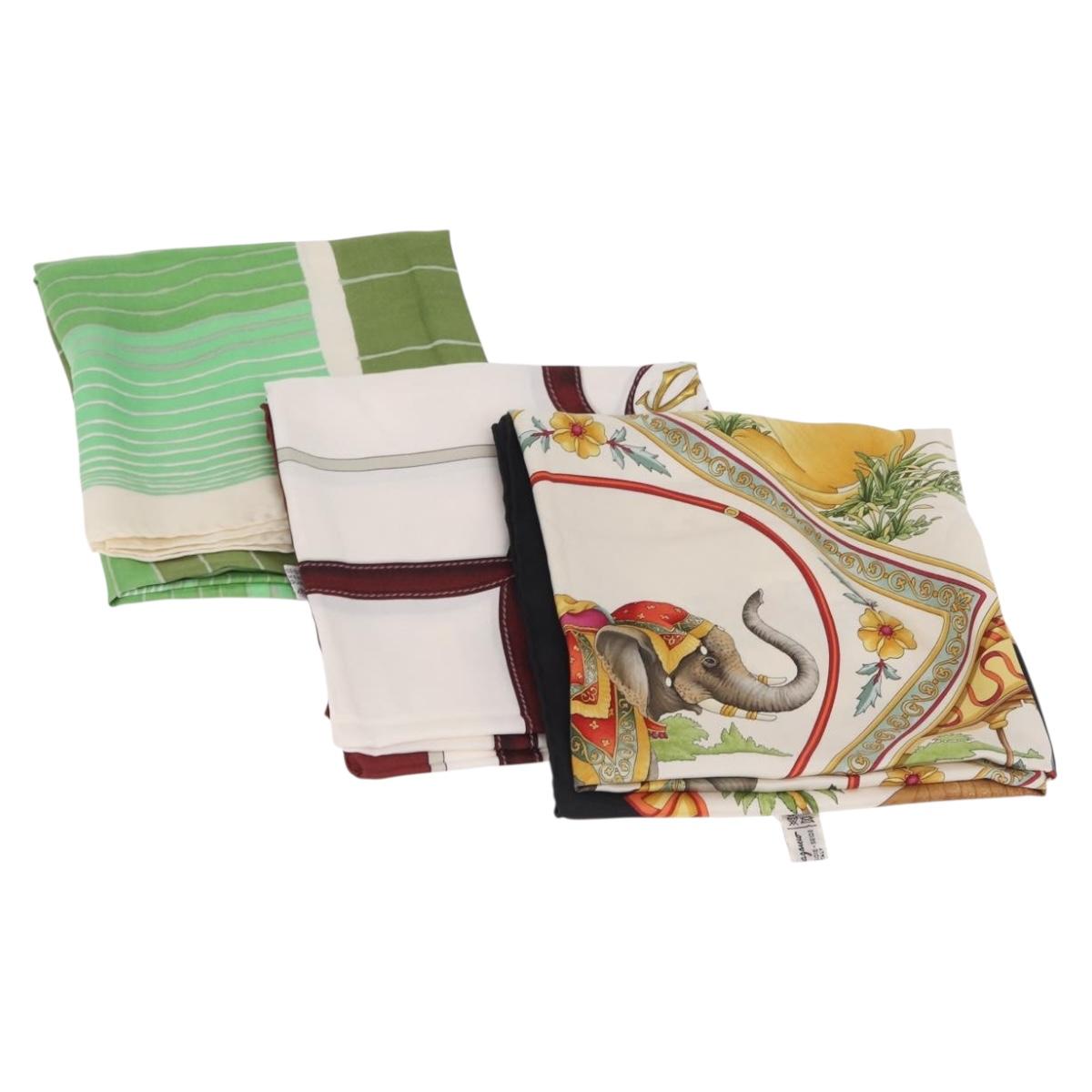 Christian Dior Cartier Ferragamo Scarf Silk 3 Set Multicolor Auth am12803