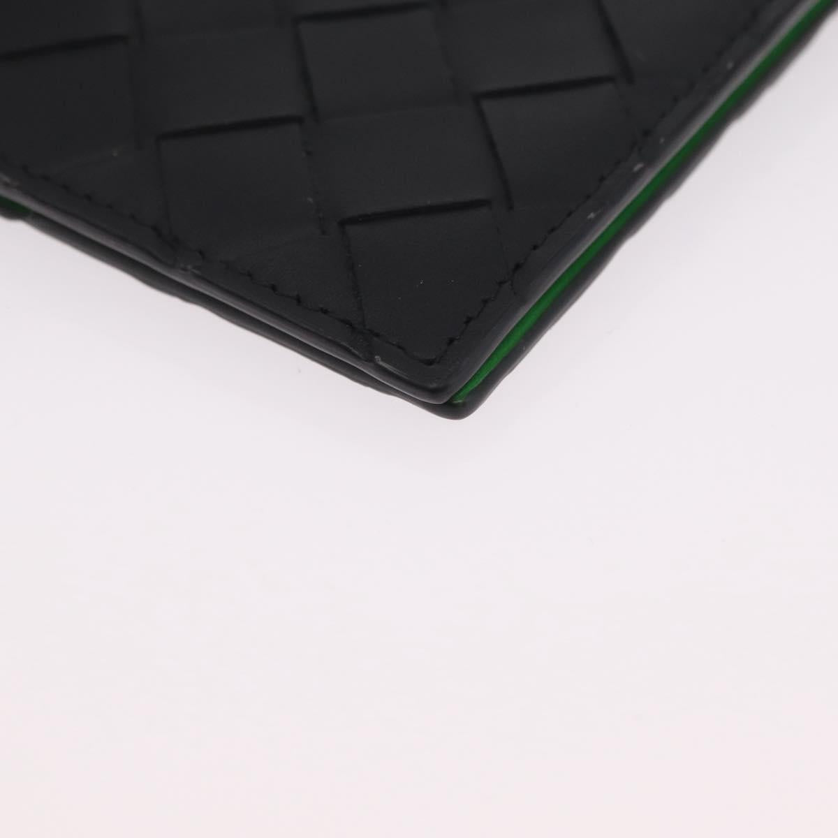 Bottega Veneta INTRECCIATO Passport Case Leather Black Green Auth am12830M