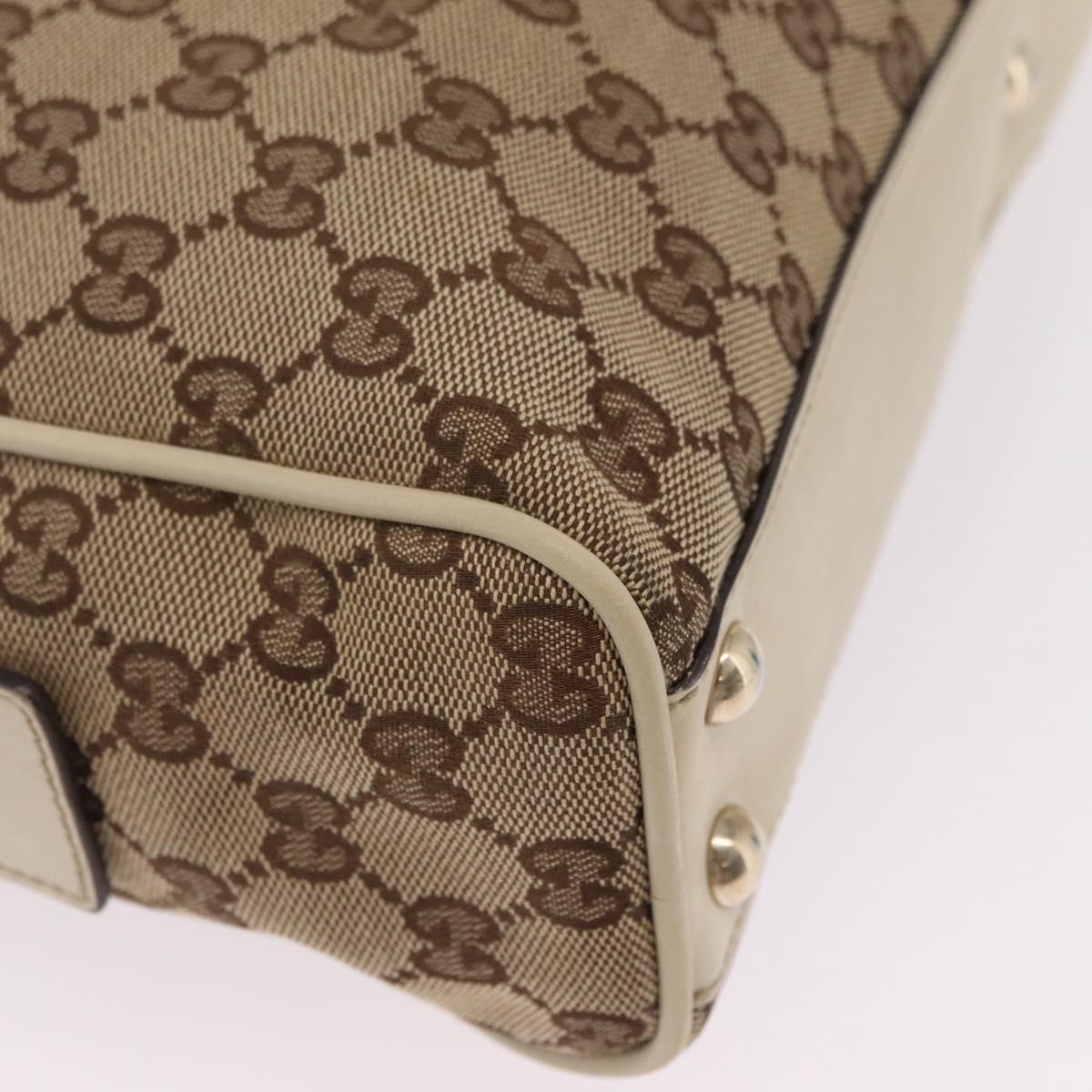 GUCCI GG Canvas Newbrit Tote Bag Beige Gold Tone 169971 Auth am12832V