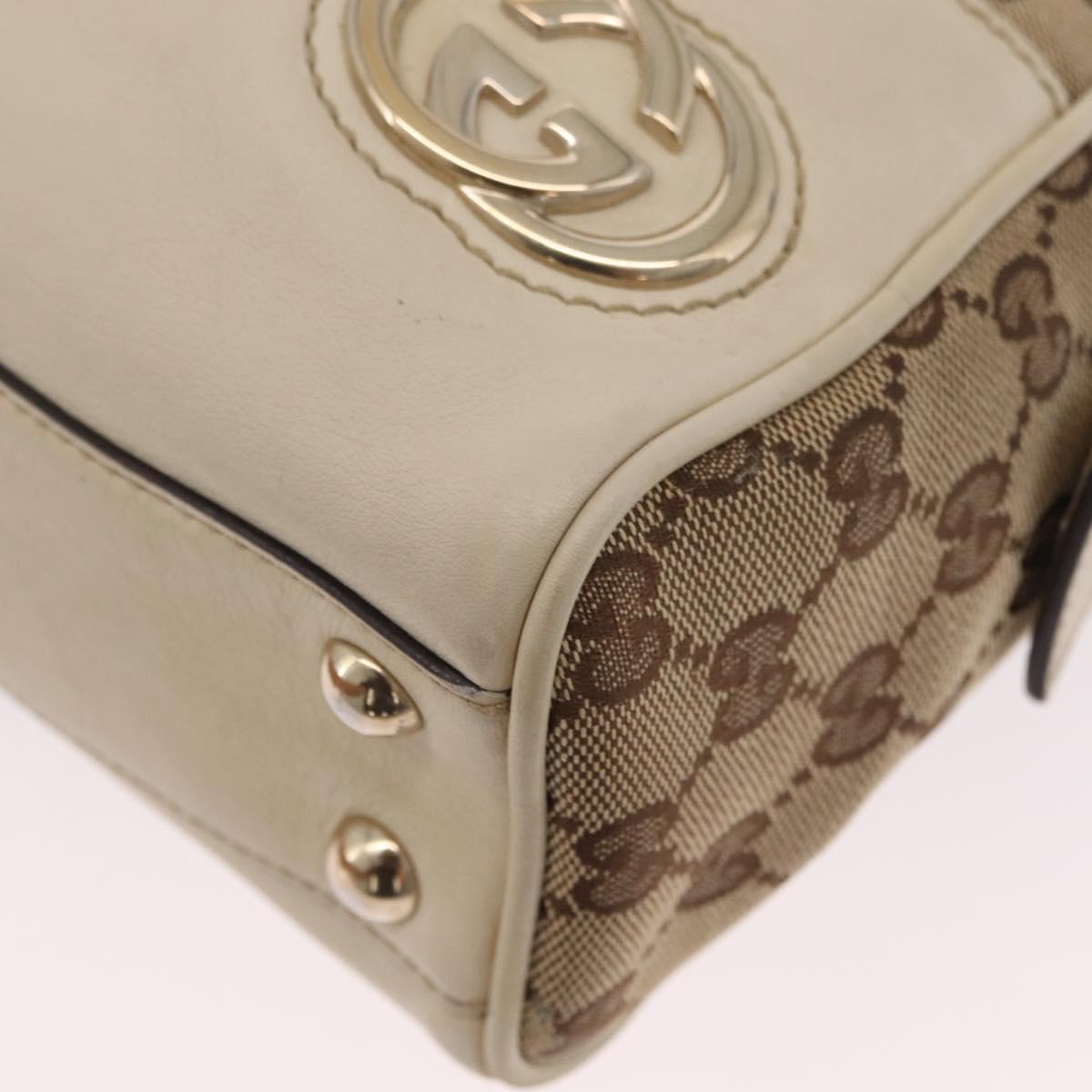 GUCCI GG Canvas Newbrit Tote Bag Beige Gold Tone 169971 Auth am12832V