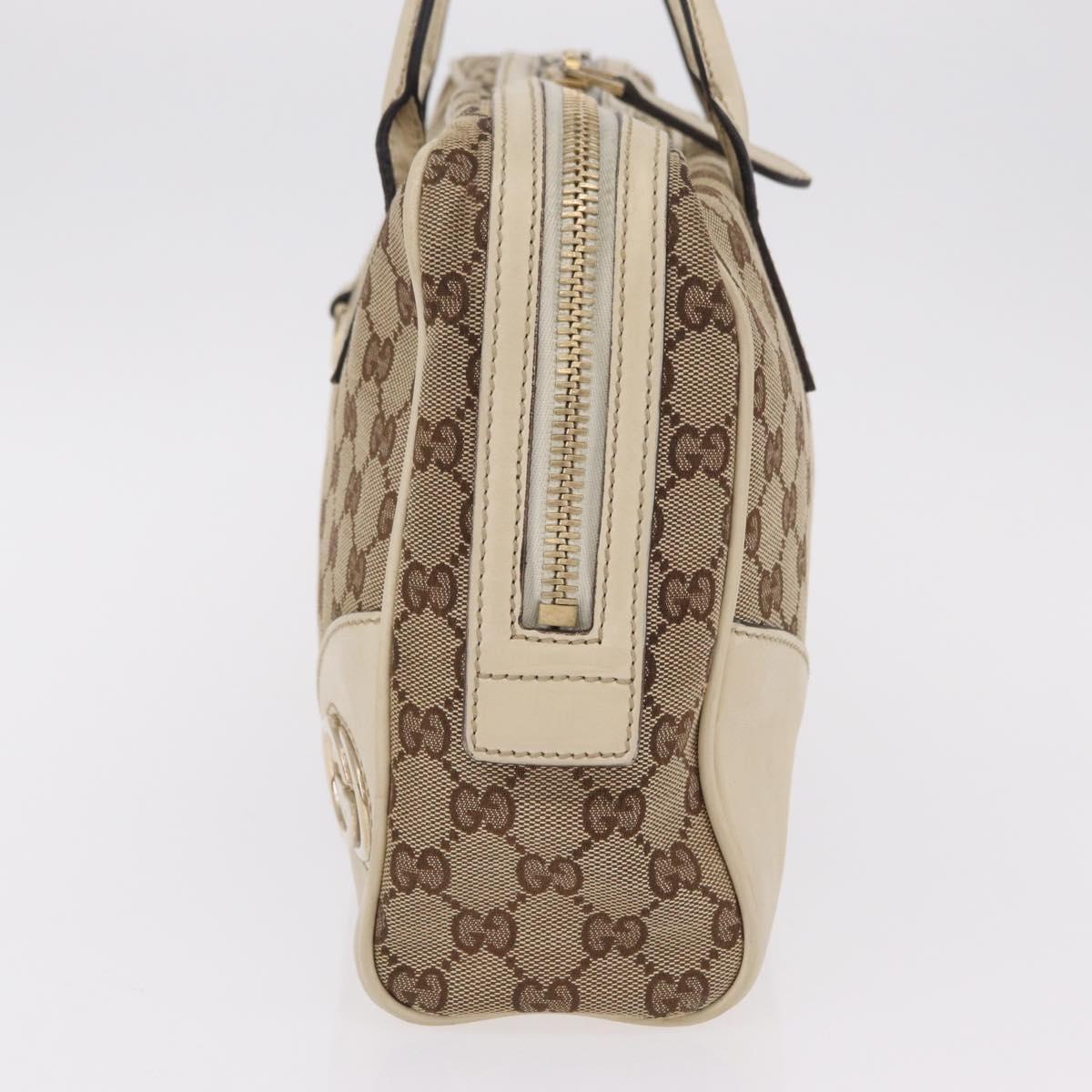 GUCCI GG Canvas Newbrit Tote Bag Beige Gold Tone 169971 Auth am12832V