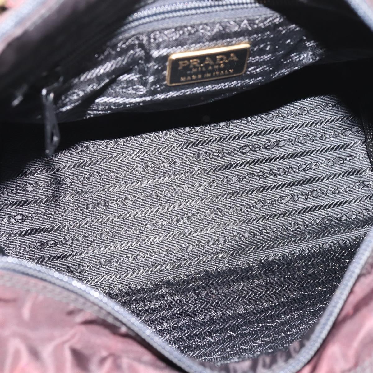 PRADA Metal Handle Hand Bag Nylon Black Auth am12838A