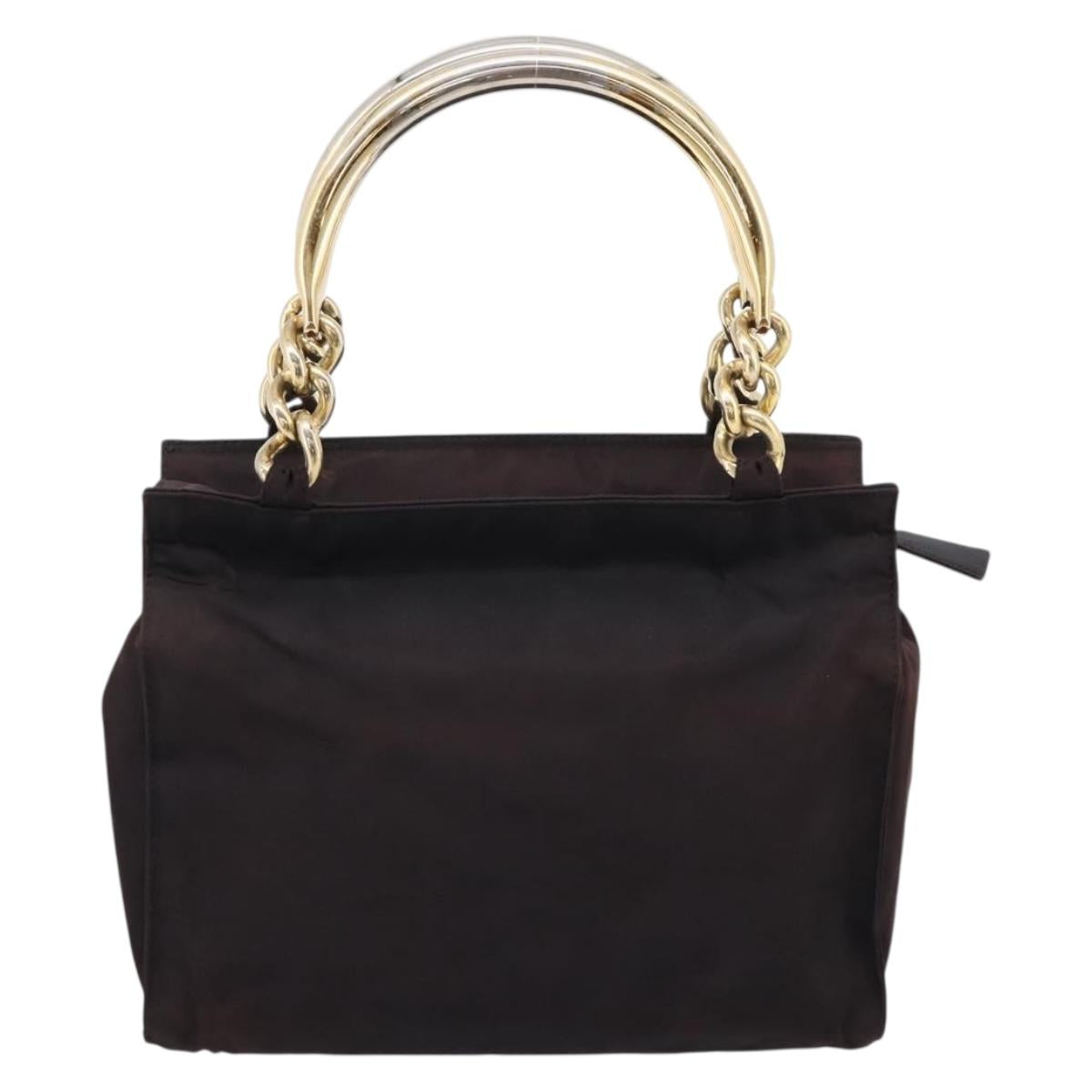 PRADA Metal Handle Hand Bag Nylon Black Auth am12838A