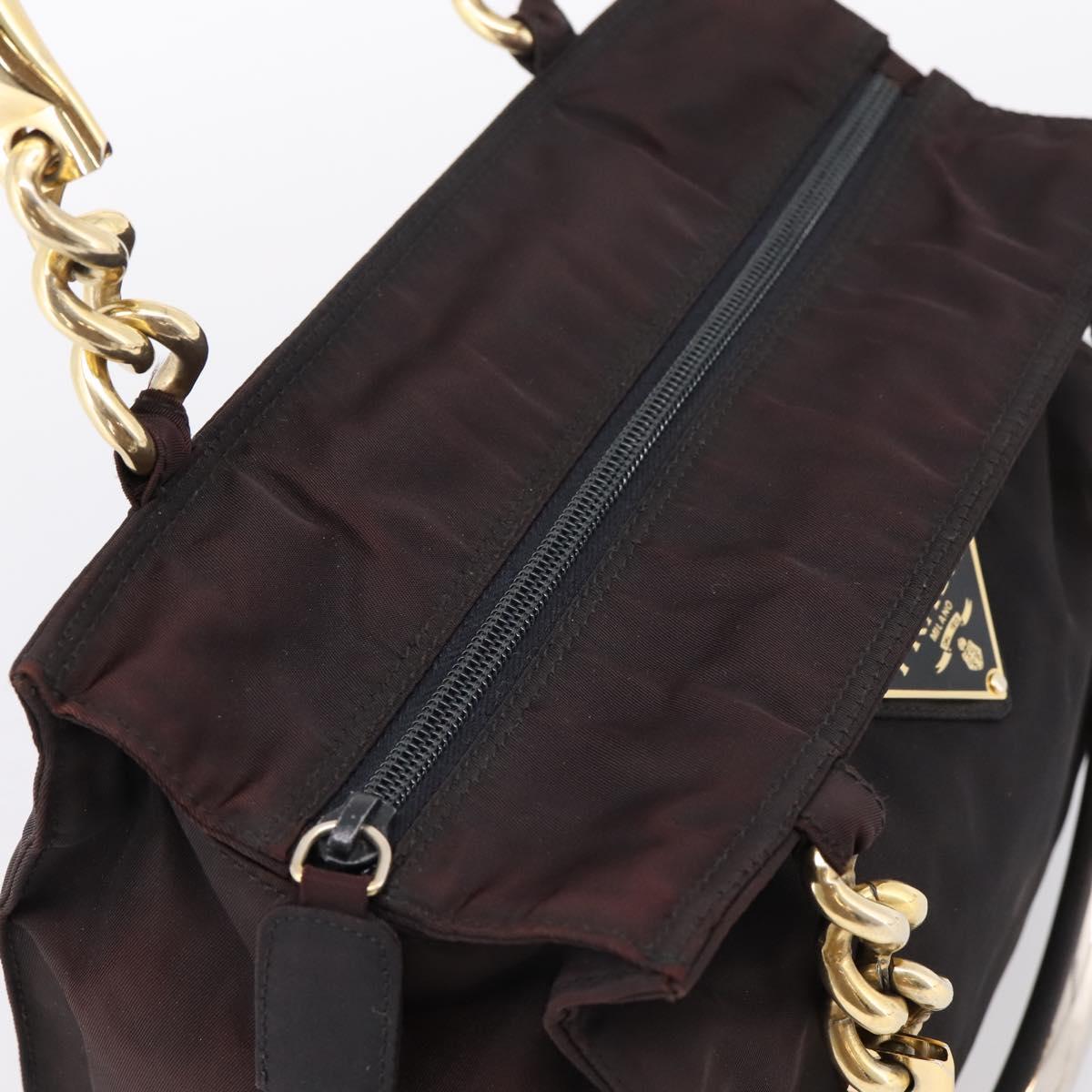 PRADA Metal Handle Hand Bag Nylon Black Auth am12838A