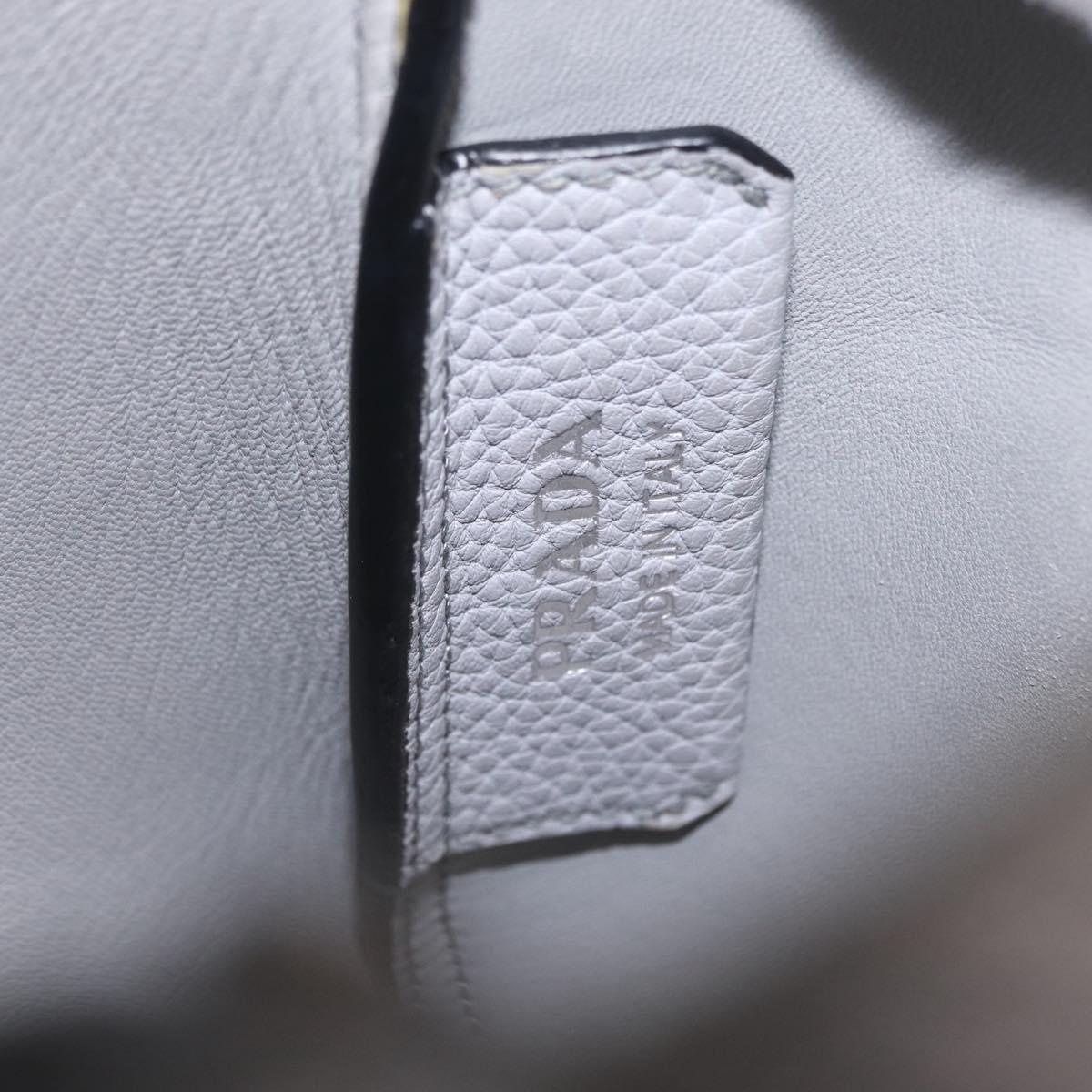 PRADA Vittelodanoy Hand Bag Leather Gray Silver Auth am12842A
