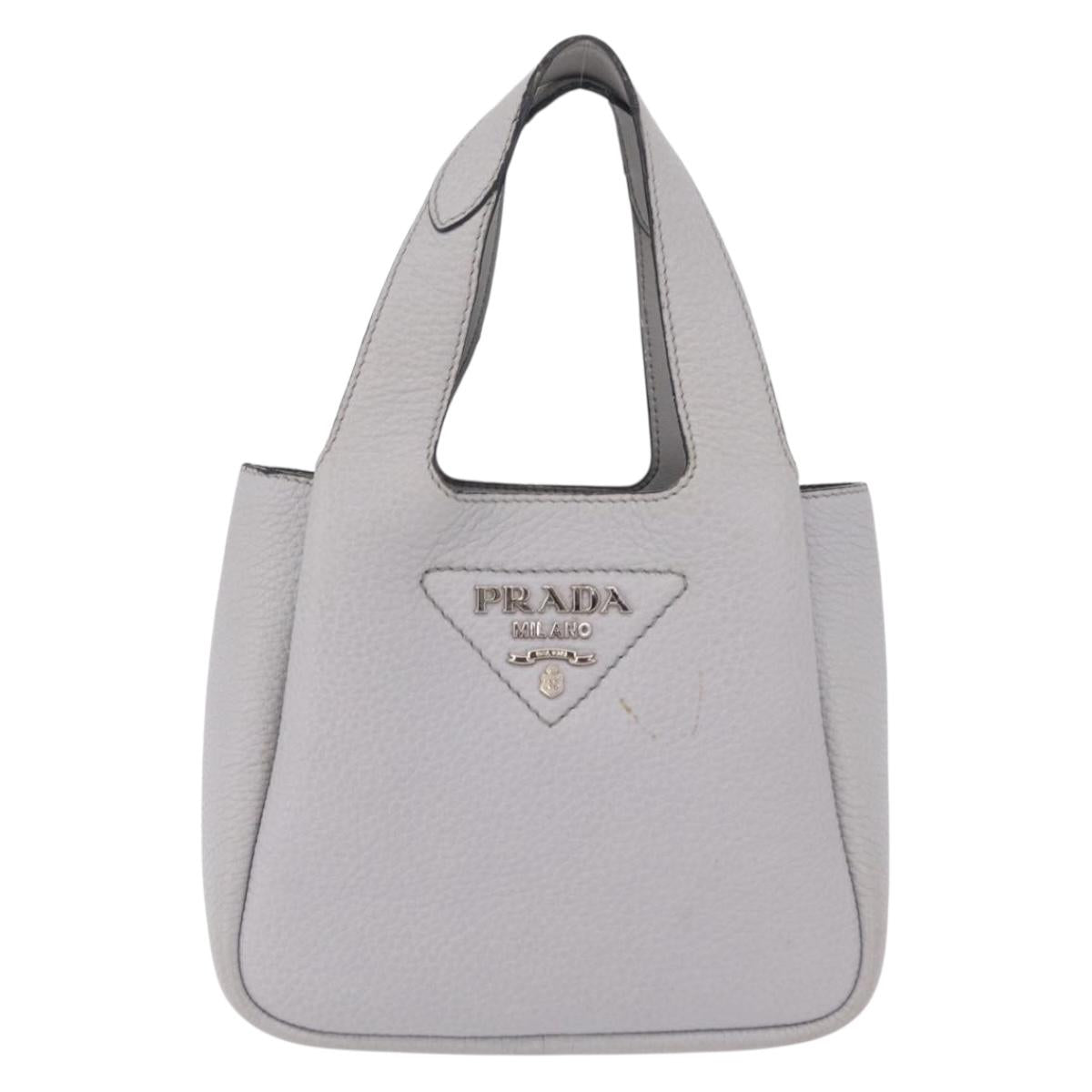 PRADA Vittelodanoy Hand Bag Leather Gray Silver Auth am12842A