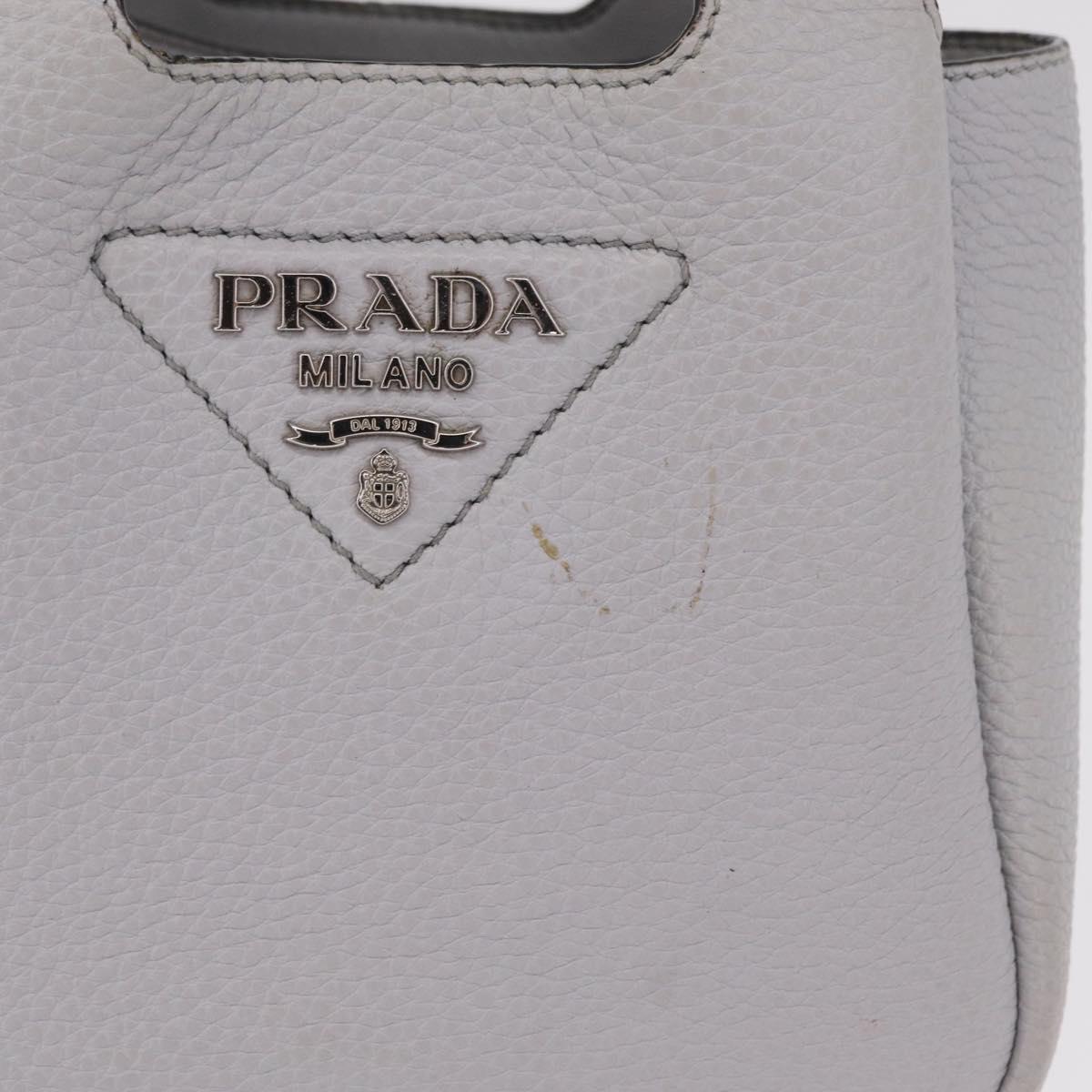 PRADA Vittelodanoy Hand Bag Leather Gray Silver Auth am12842A