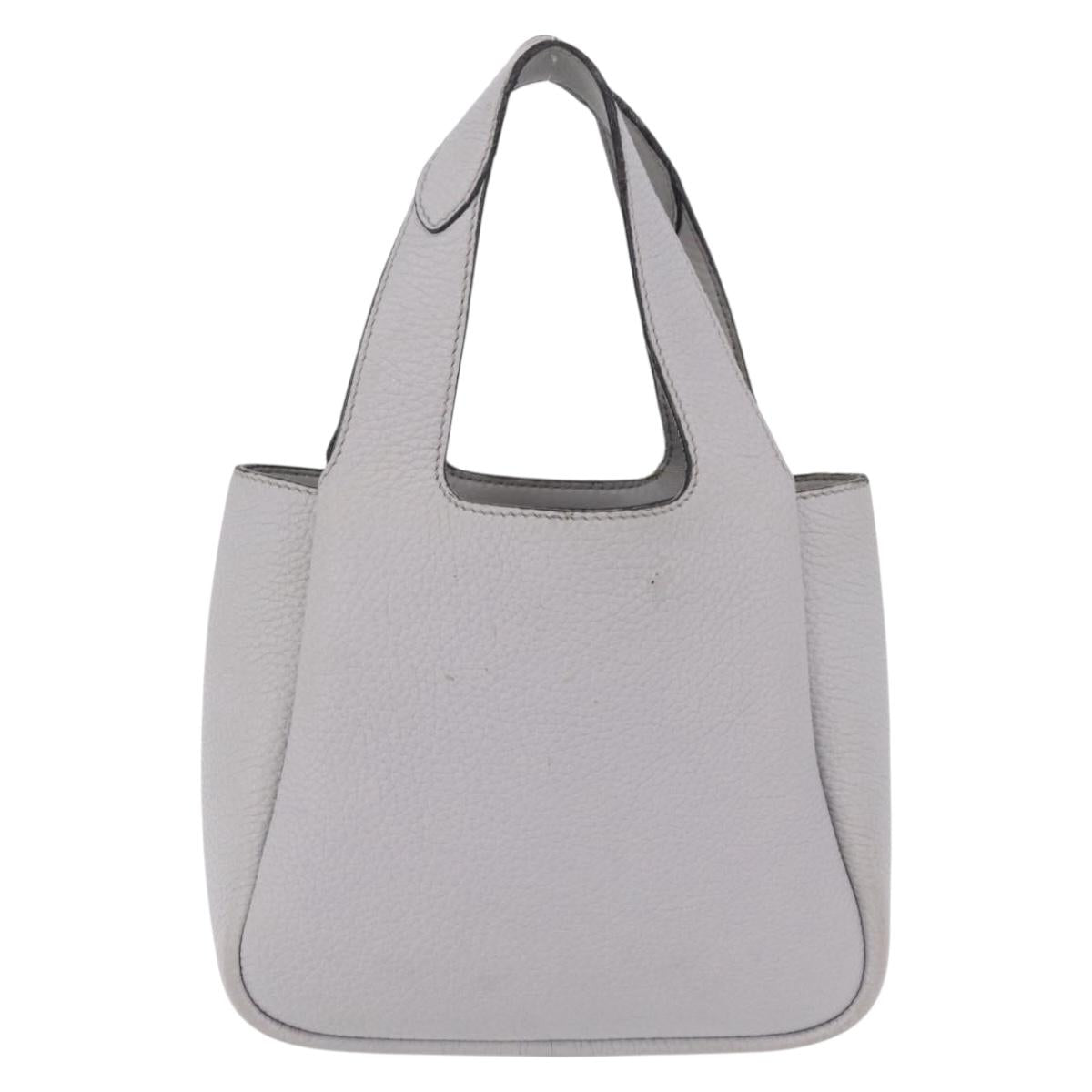 PRADA Vittelodanoy Hand Bag Leather Gray Silver Auth am12842A