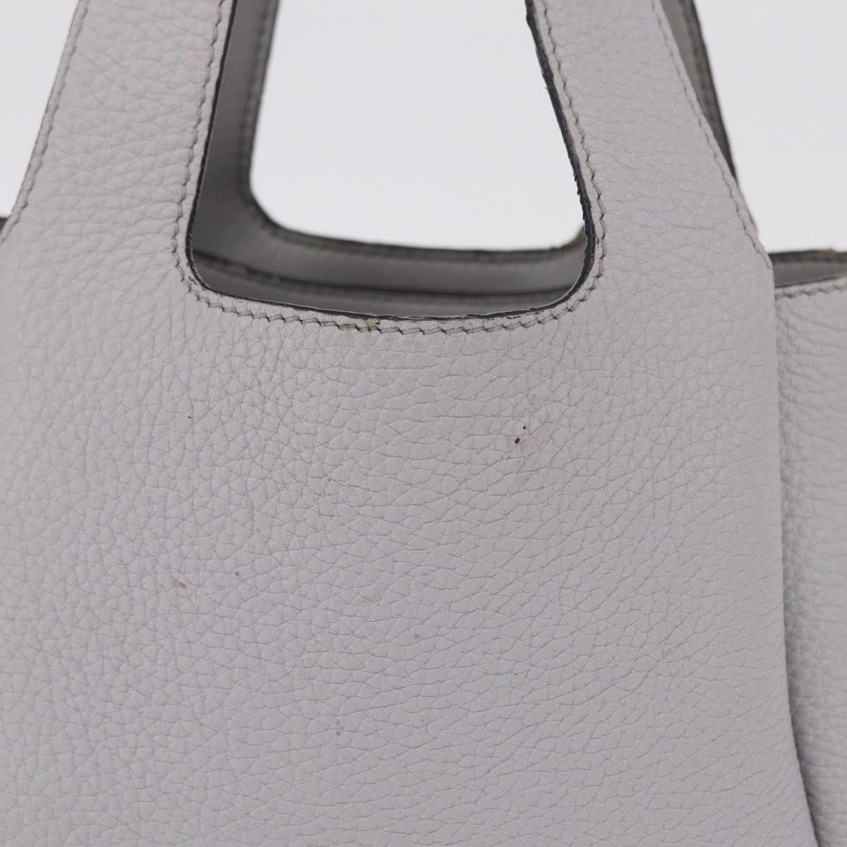 PRADA Vittelodanoy Hand Bag Leather Gray Silver Auth am12842A