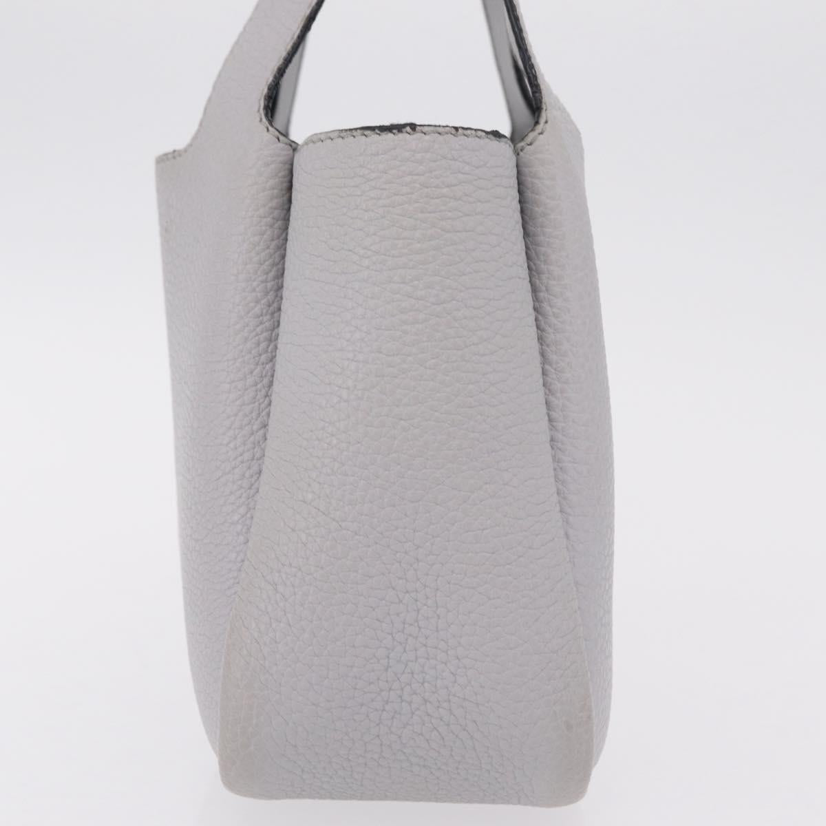 PRADA Vittelodanoy Hand Bag Leather Gray Silver Auth am12842A