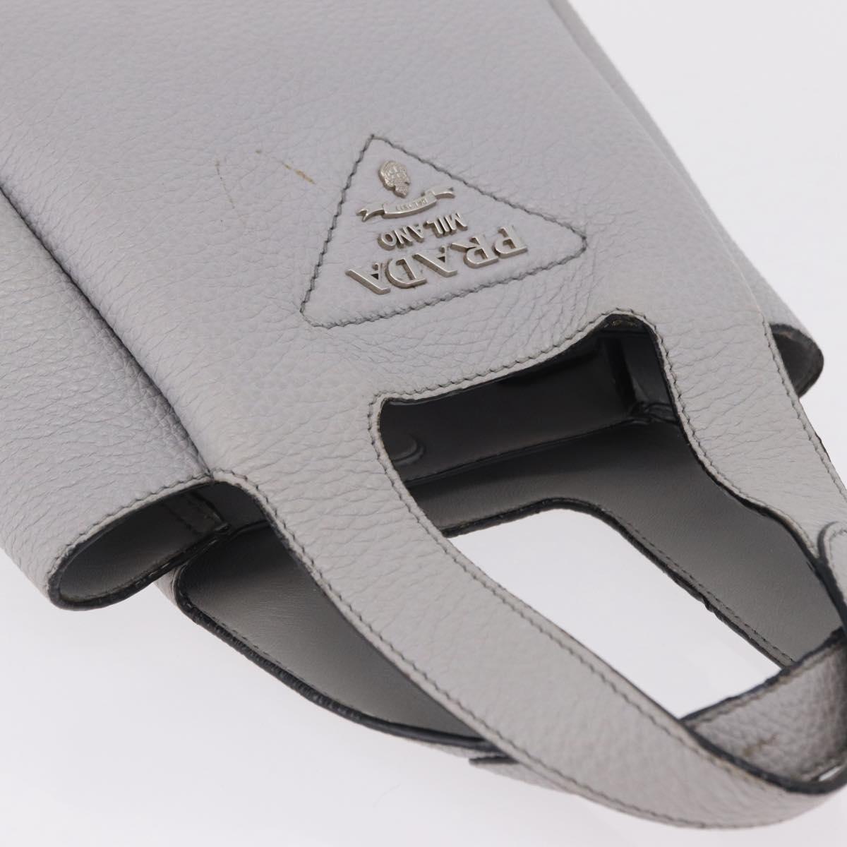 PRADA Vittelodanoy Hand Bag Leather Gray Silver Auth am12842A