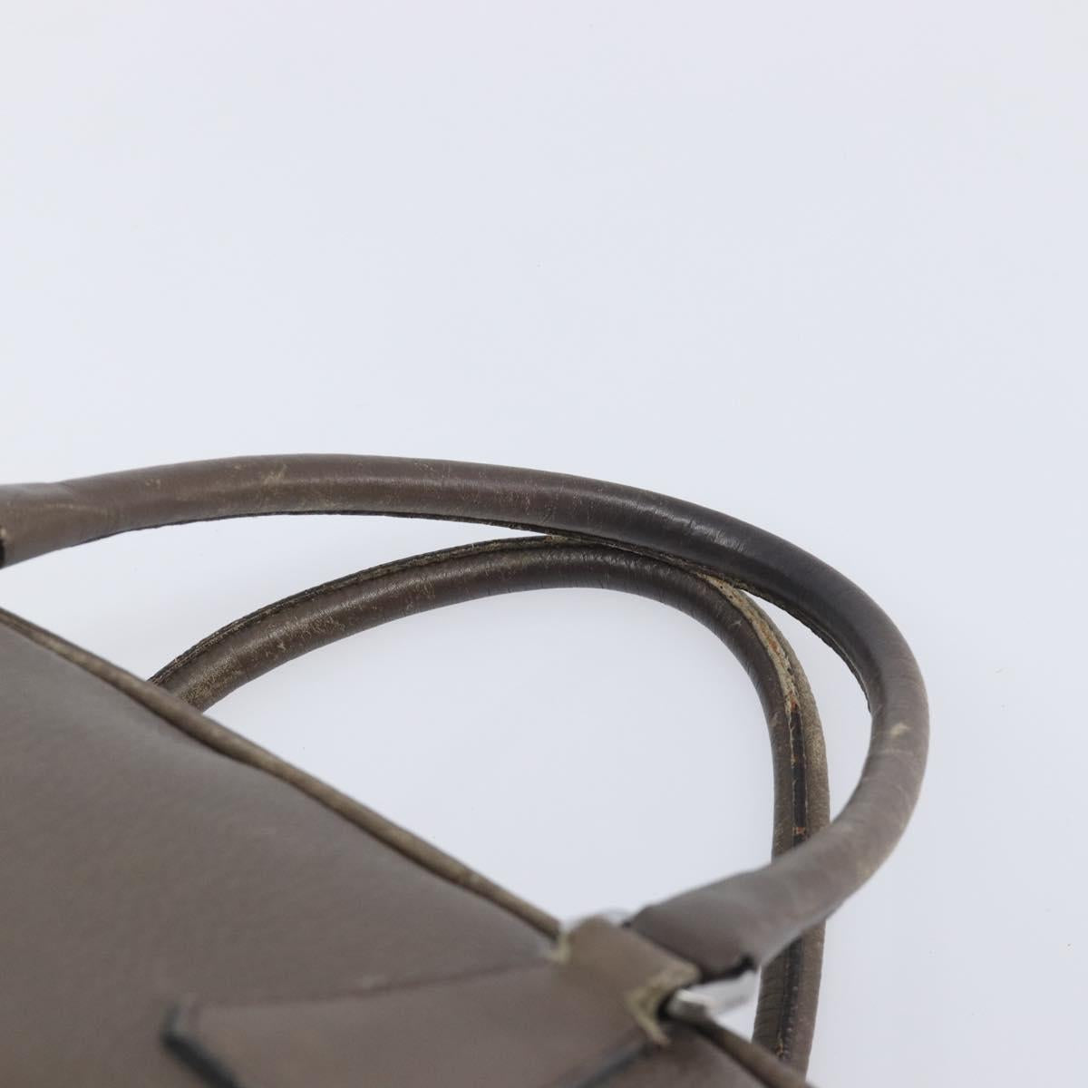 PRADA Boston Bag Leather Gray Silver Auth am12847