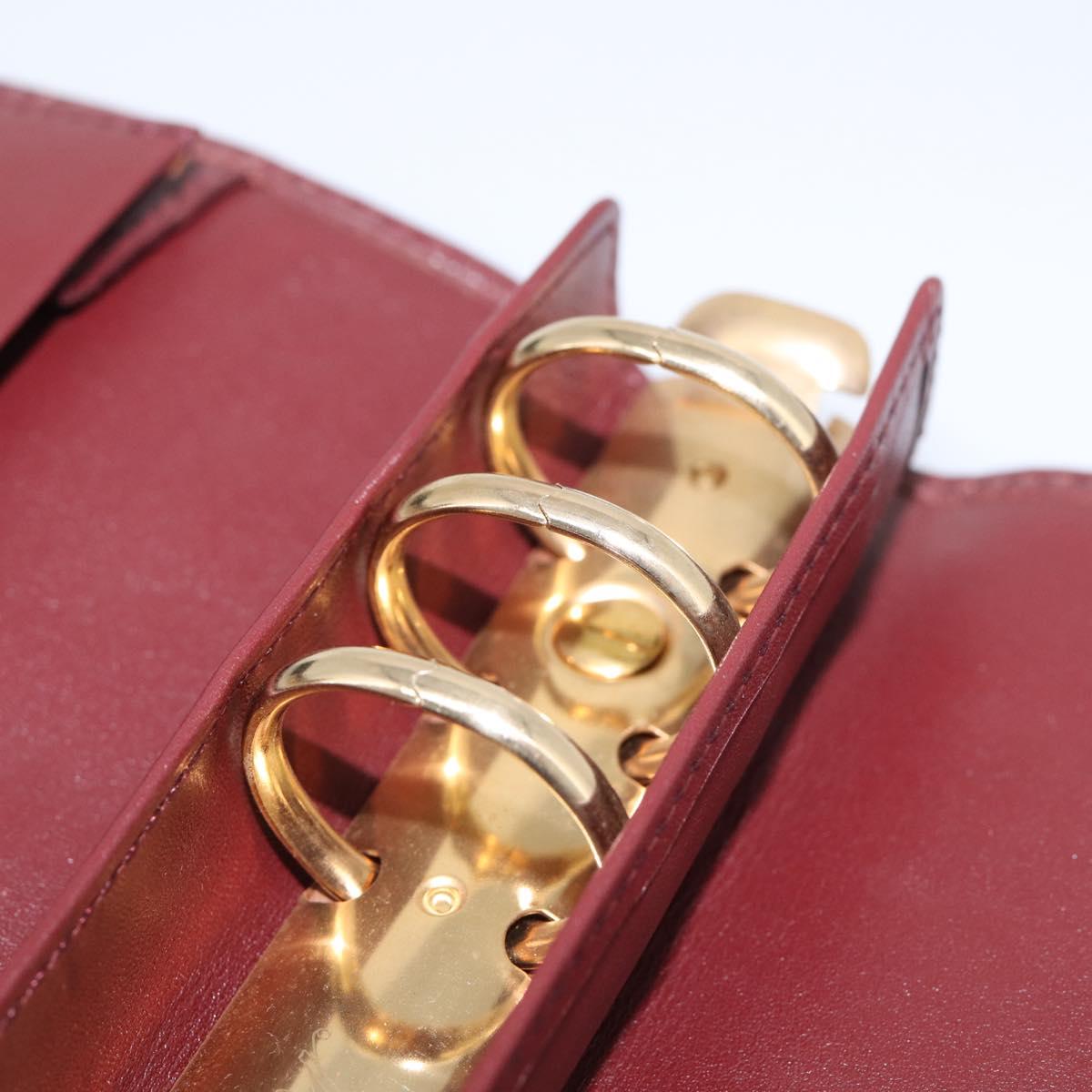Cartier Must Line Day Planner Cover Leather Bordeaux Gold Tone Auth am12861A