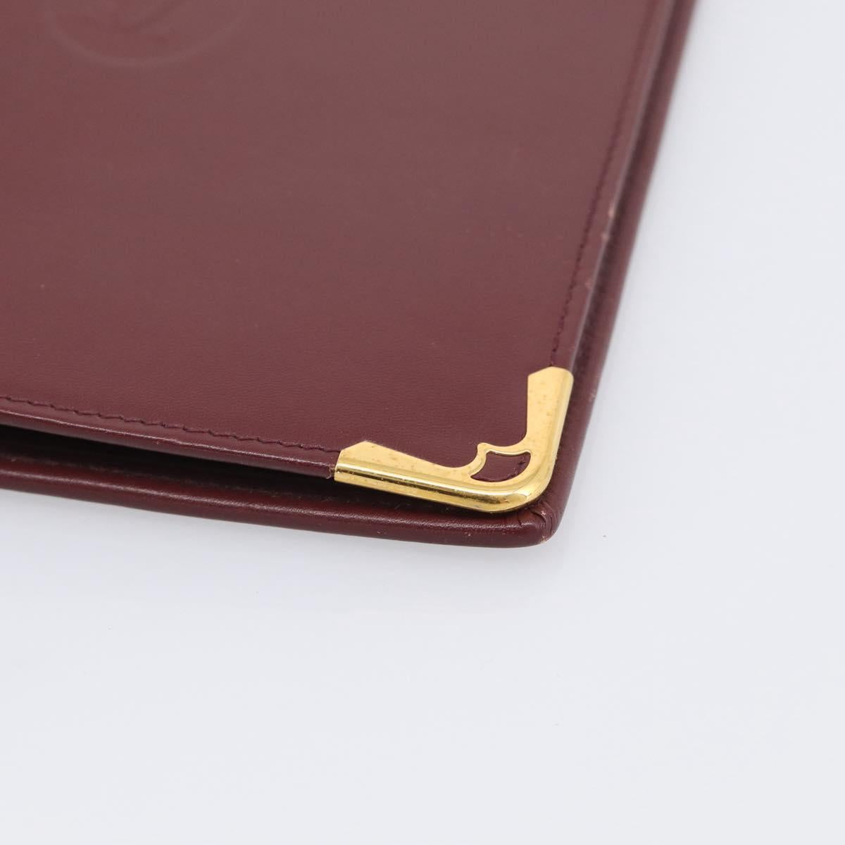 Cartier Must Line Day Planner Cover Leather Bordeaux Gold Tone Auth am12861A