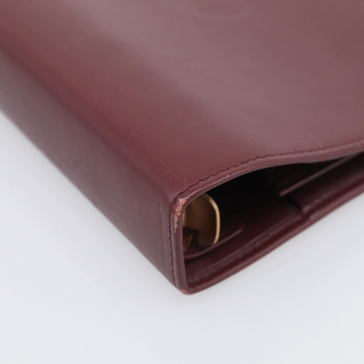 Cartier Must Line Day Planner Cover Leather Bordeaux Gold Tone Auth am12861A