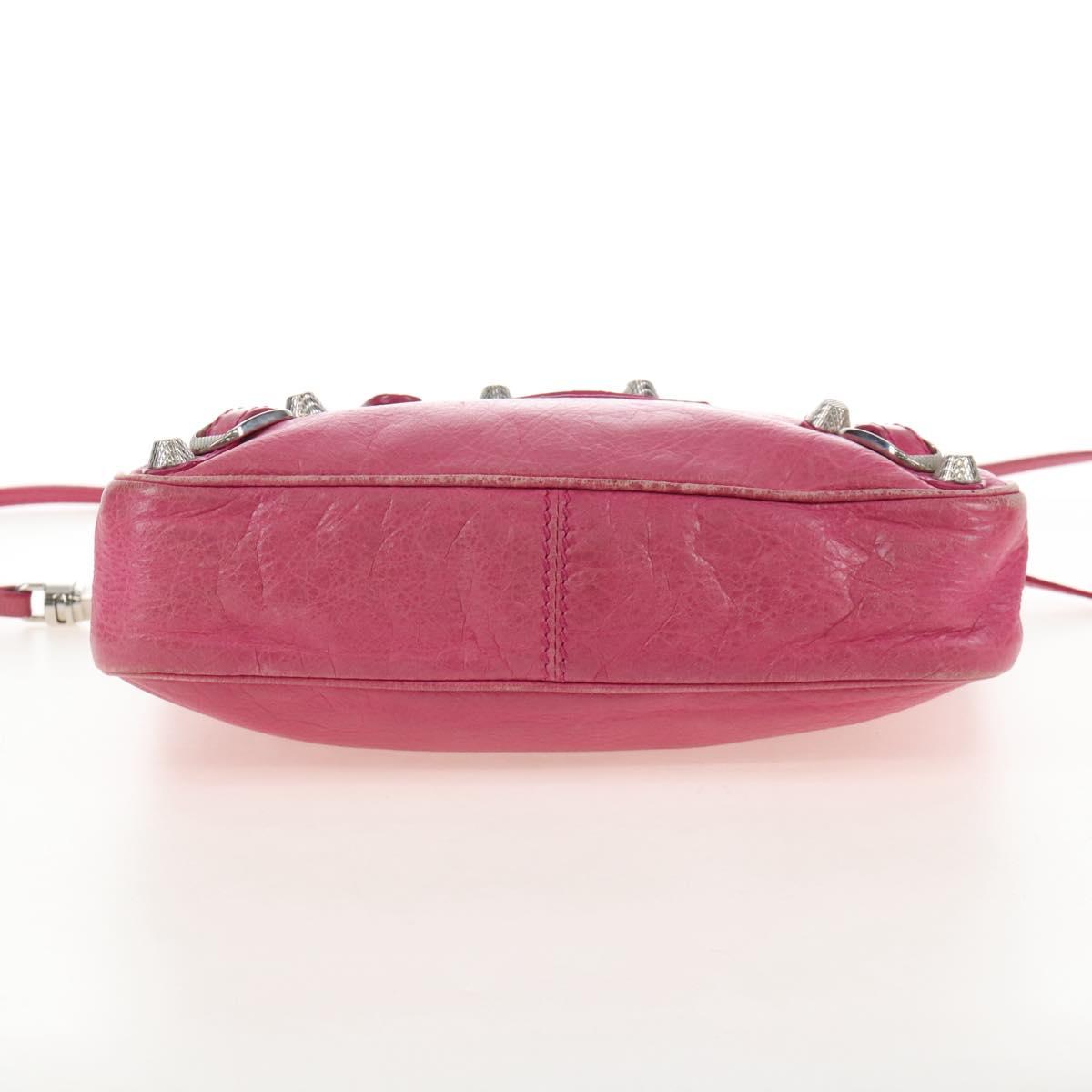 Balenciaga Giant Hip Shoulder Bag Leather Pink Silver 237203 Auth am12874V