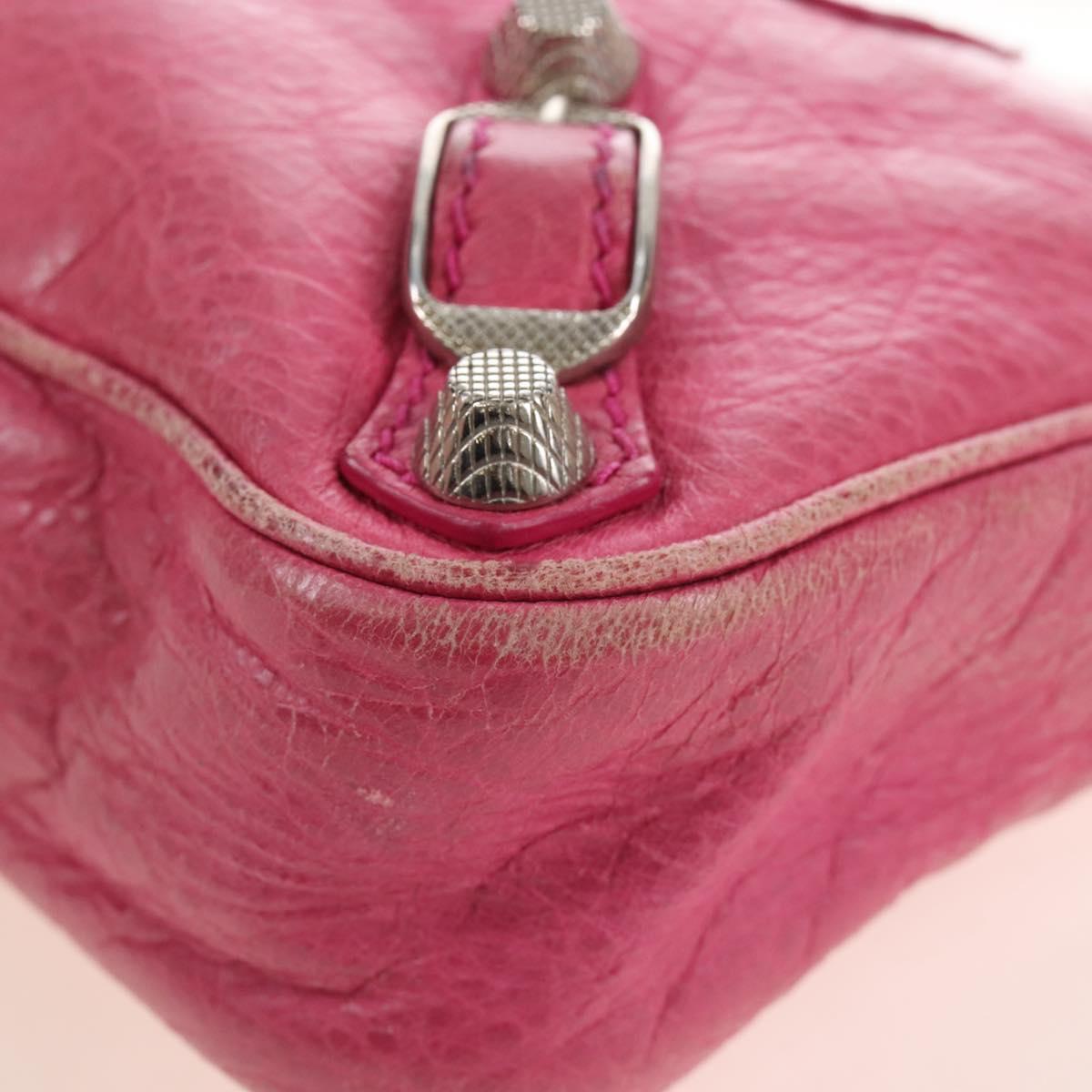 Balenciaga Giant Hip Shoulder Bag Leather Pink Silver 237203 Auth am12874V