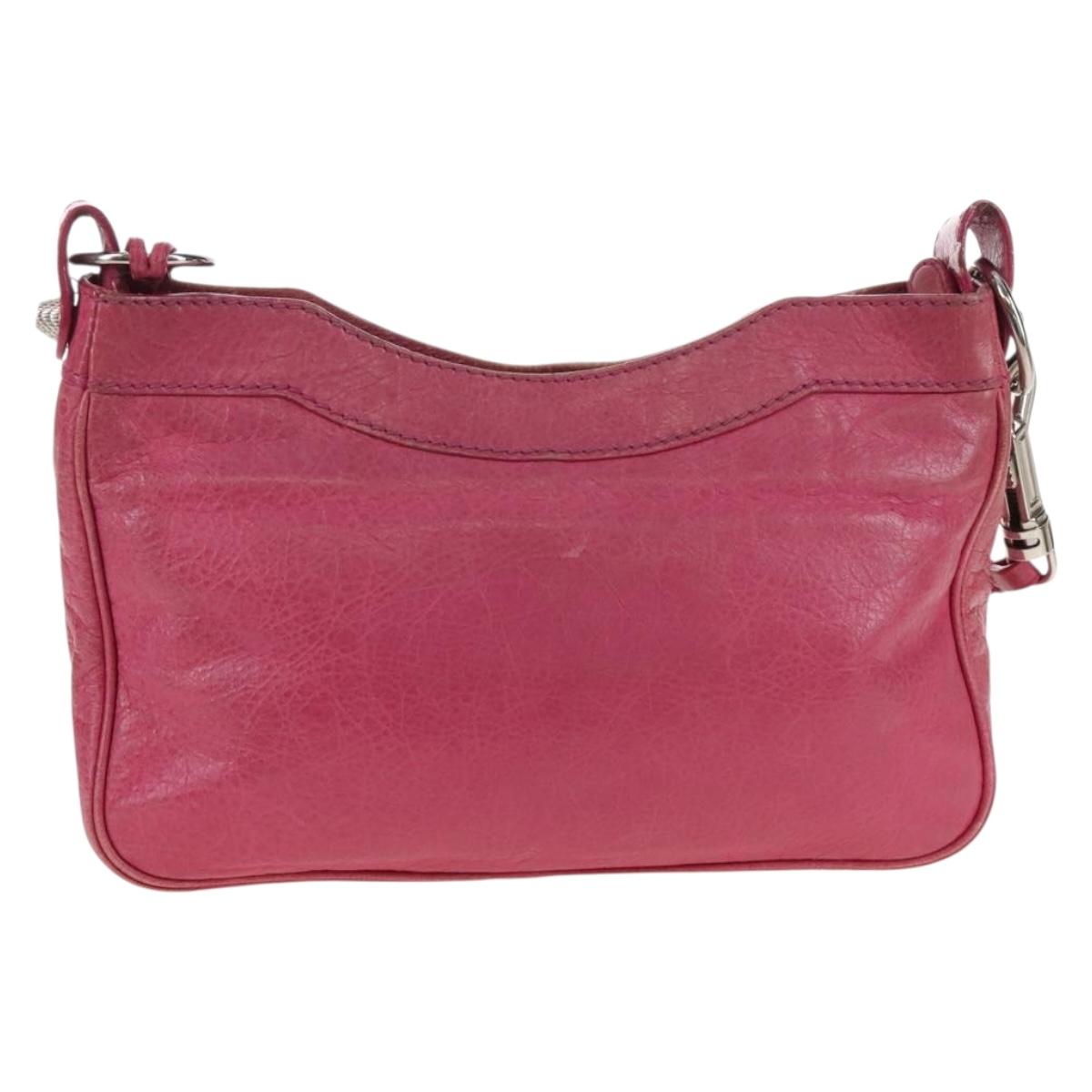 Balenciaga Giant Hip Shoulder Bag Leather Pink Silver 237203 Auth am12874V