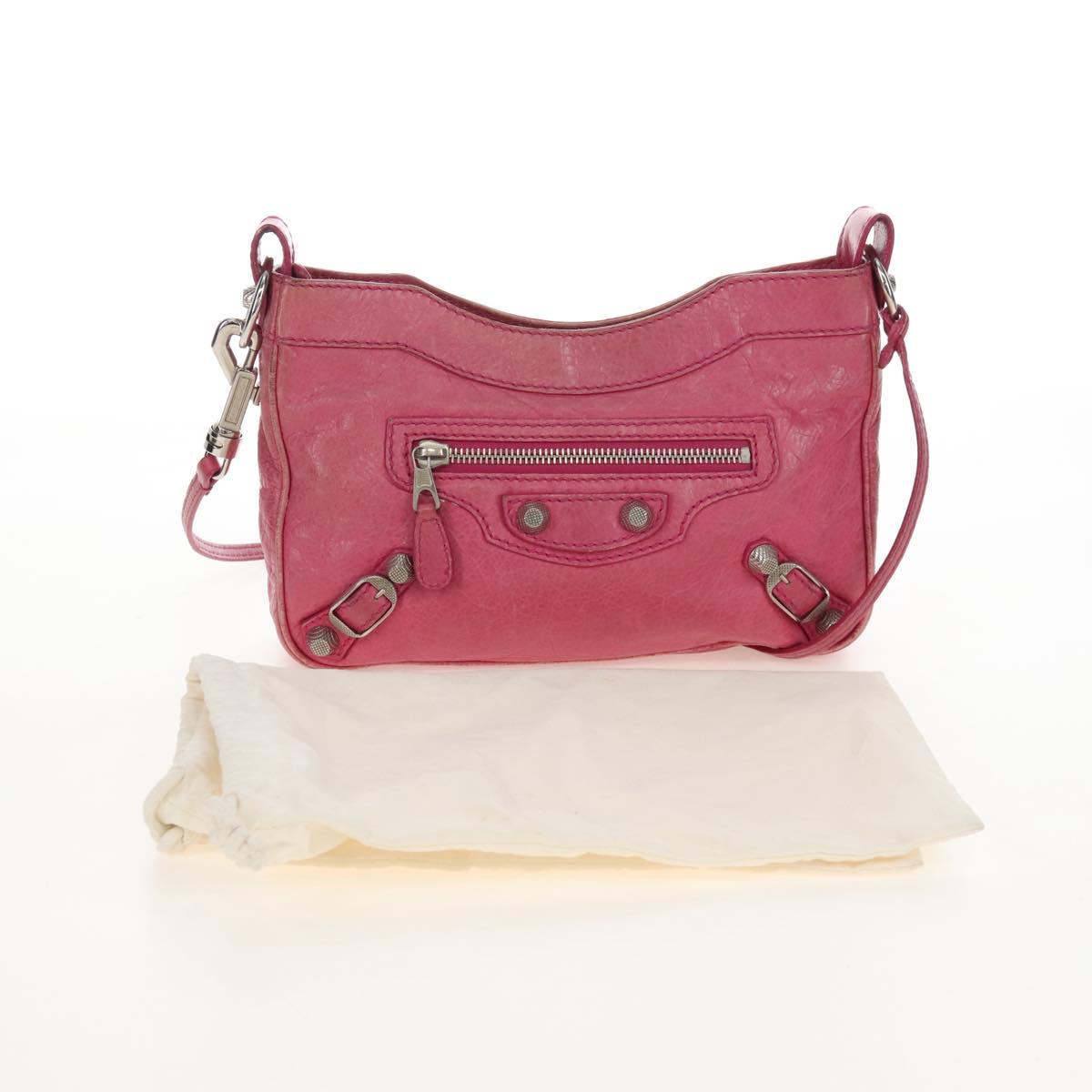 Balenciaga Giant Hip Shoulder Bag Leather Pink Silver 237203 Auth am12874V