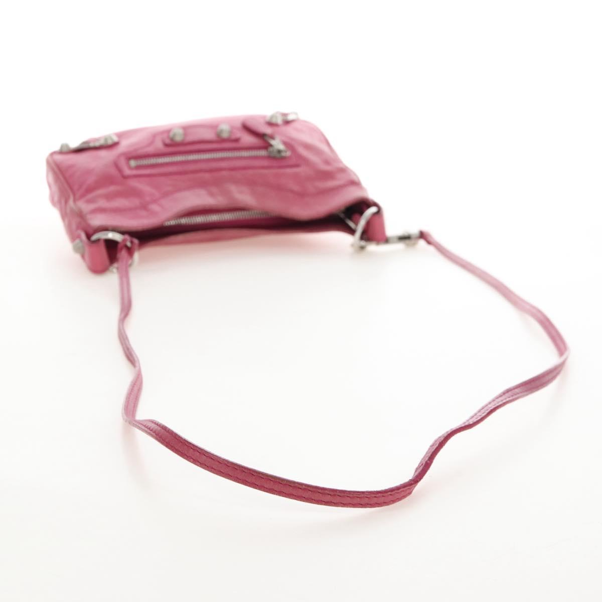 Balenciaga Giant Hip Shoulder Bag Leather Pink Silver 237203 Auth am12874V