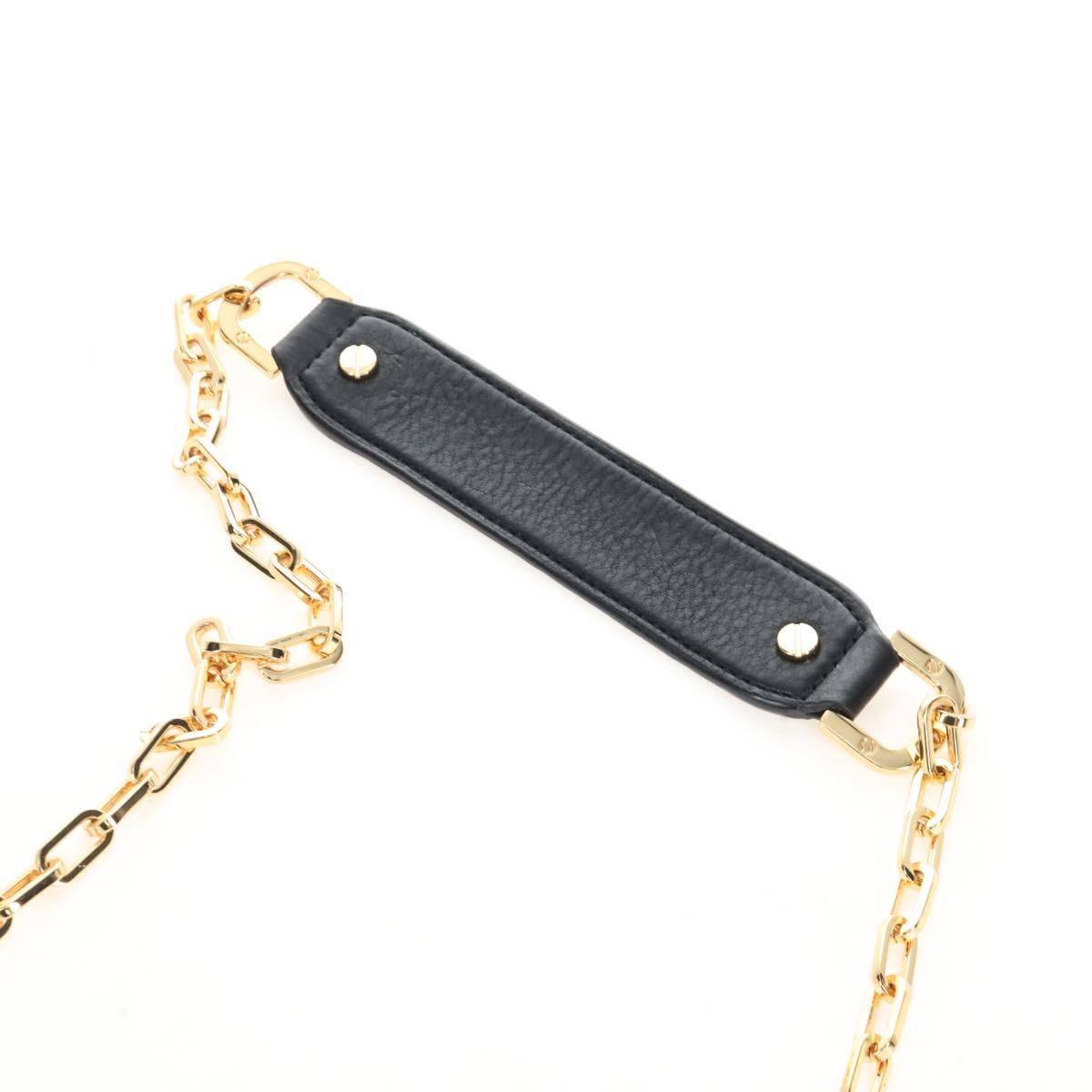 Tory Burch Chain Shoulder Bag Leather Black Gold Tone Auth am12876A