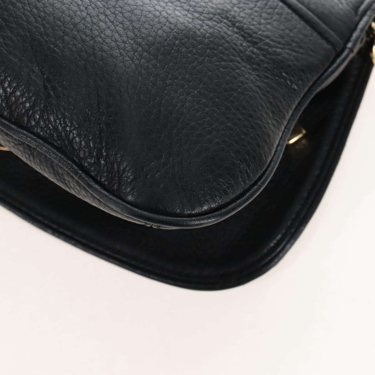 Tory Burch Chain Shoulder Bag Leather Black Gold Tone Auth am12876A