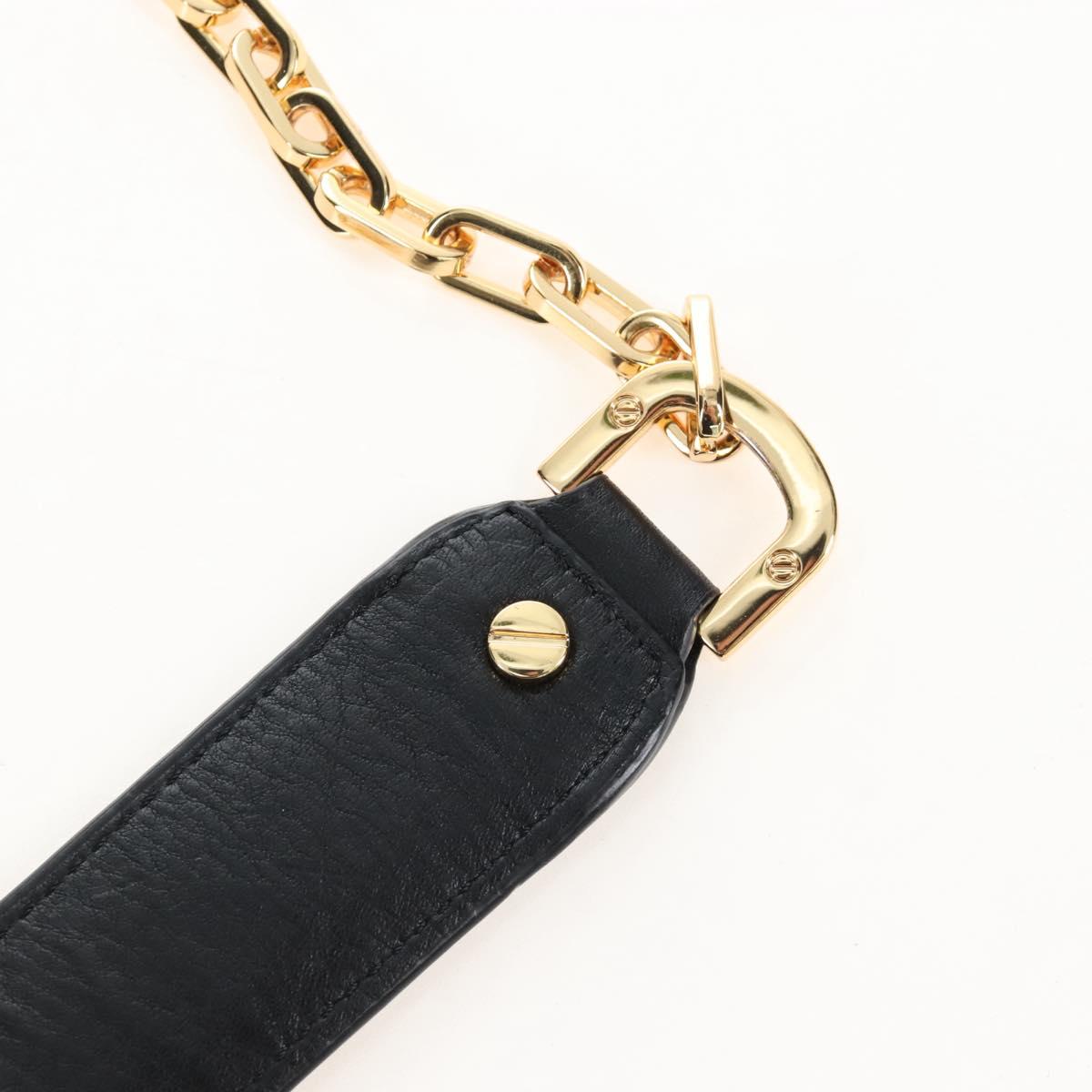 Tory Burch Chain Shoulder Bag Leather Black Gold Tone Auth am12876A