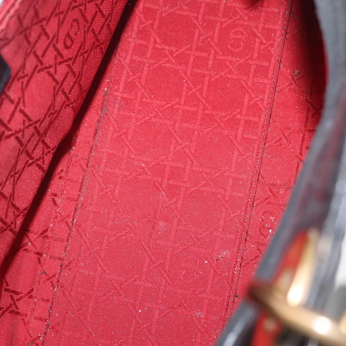 Christian Dior Canage Lady Dior GM Hand Bag Lamb Skin Black Gold Auth am12885