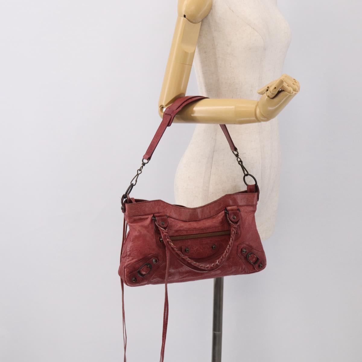 Balenciaga The First Hand Bag Leather 2way Red 103208 Auth am12886V