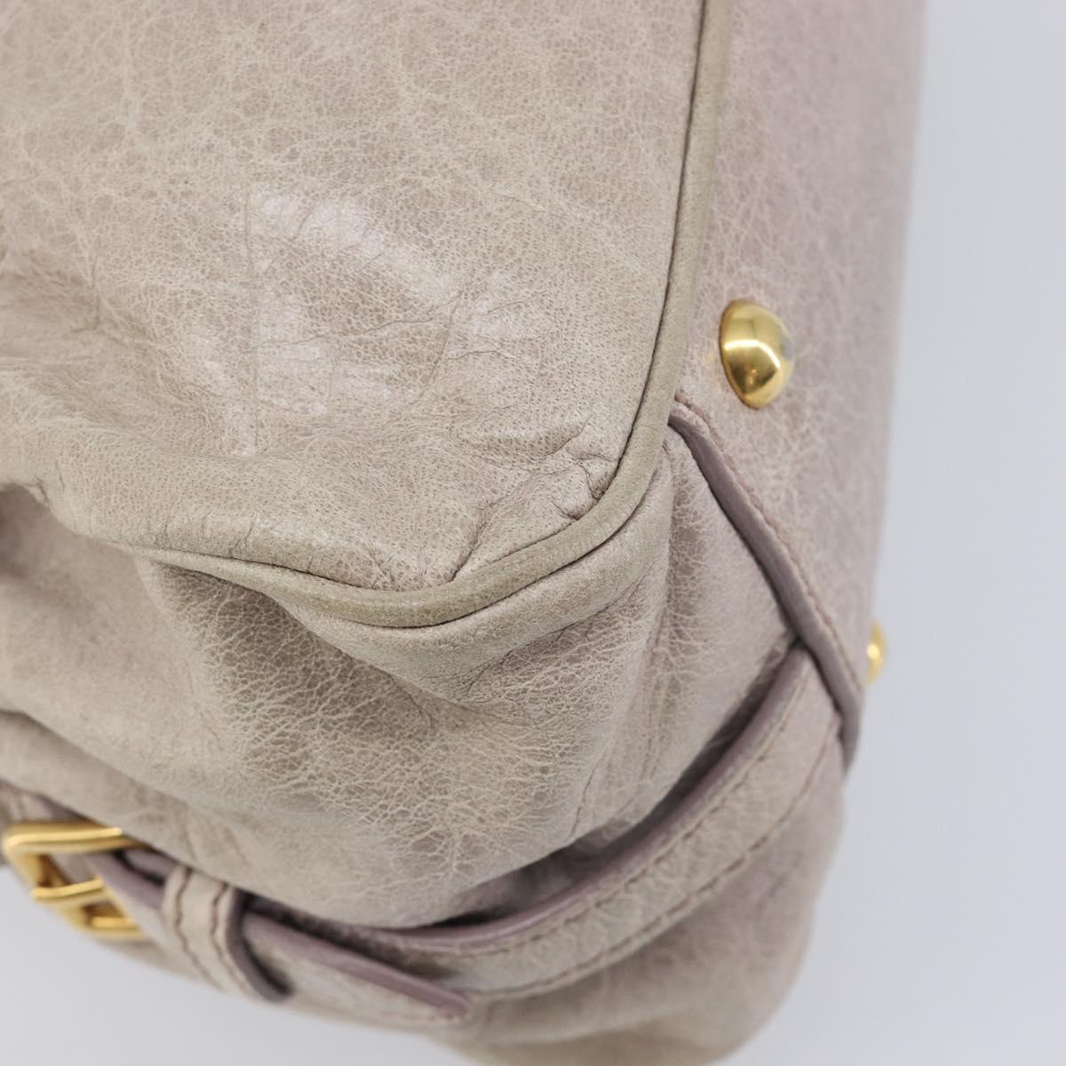 Miu Miu Hand Bag Leather 2way Beige Gold Auth am12892A